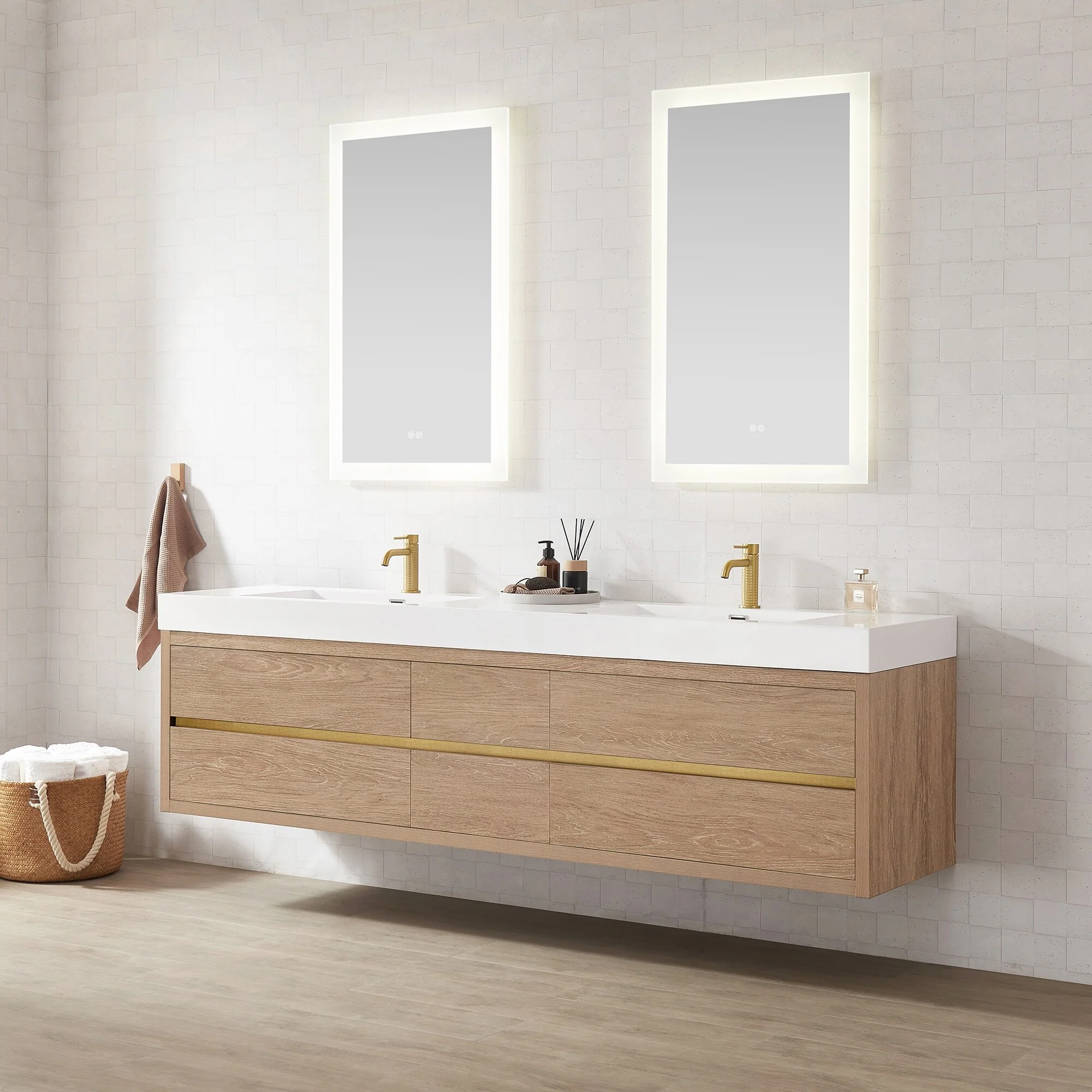 Palencia Double Floating Vanity with Composite Sink Top without Mirror