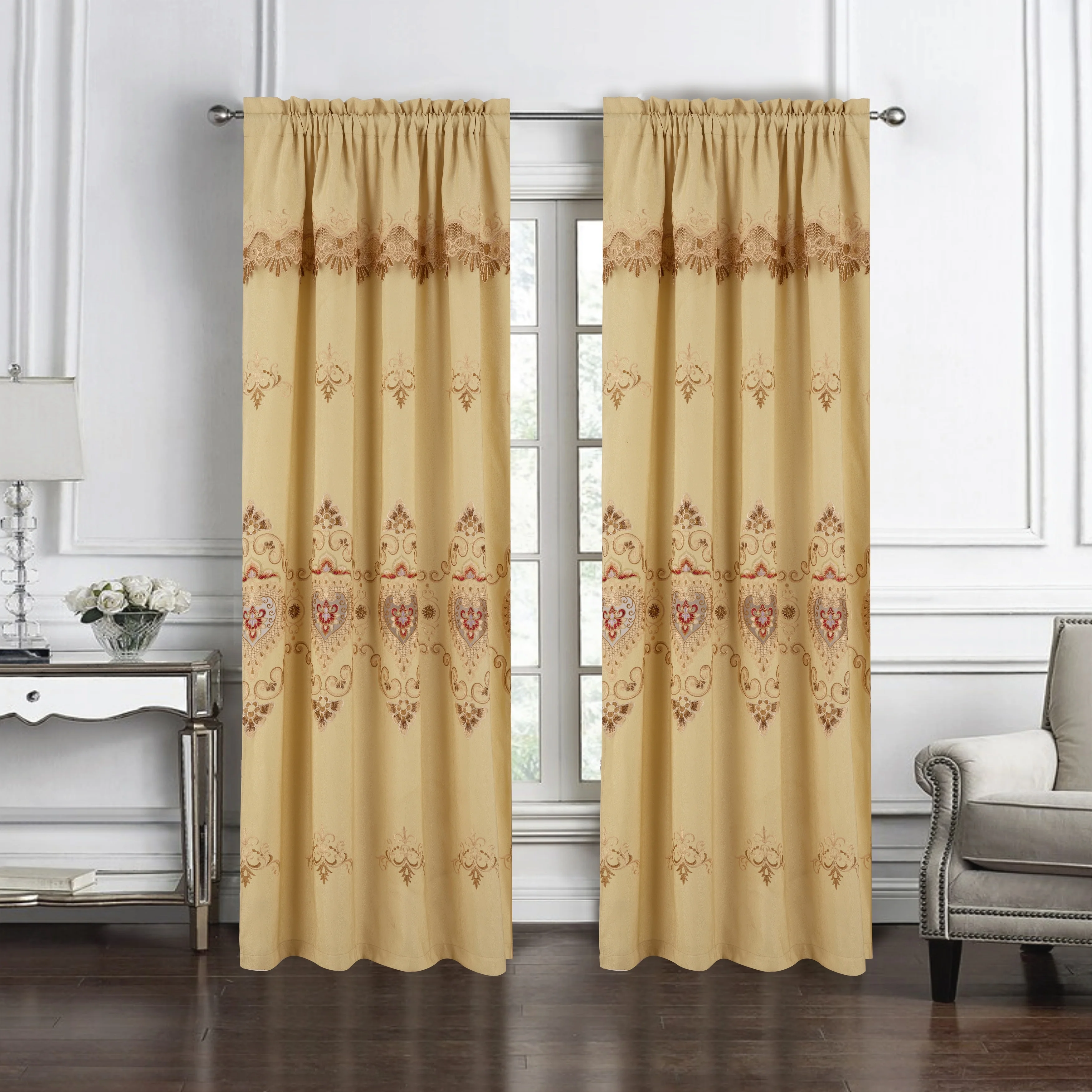 Betsy Macrame Embroidered Window Curtain Panel