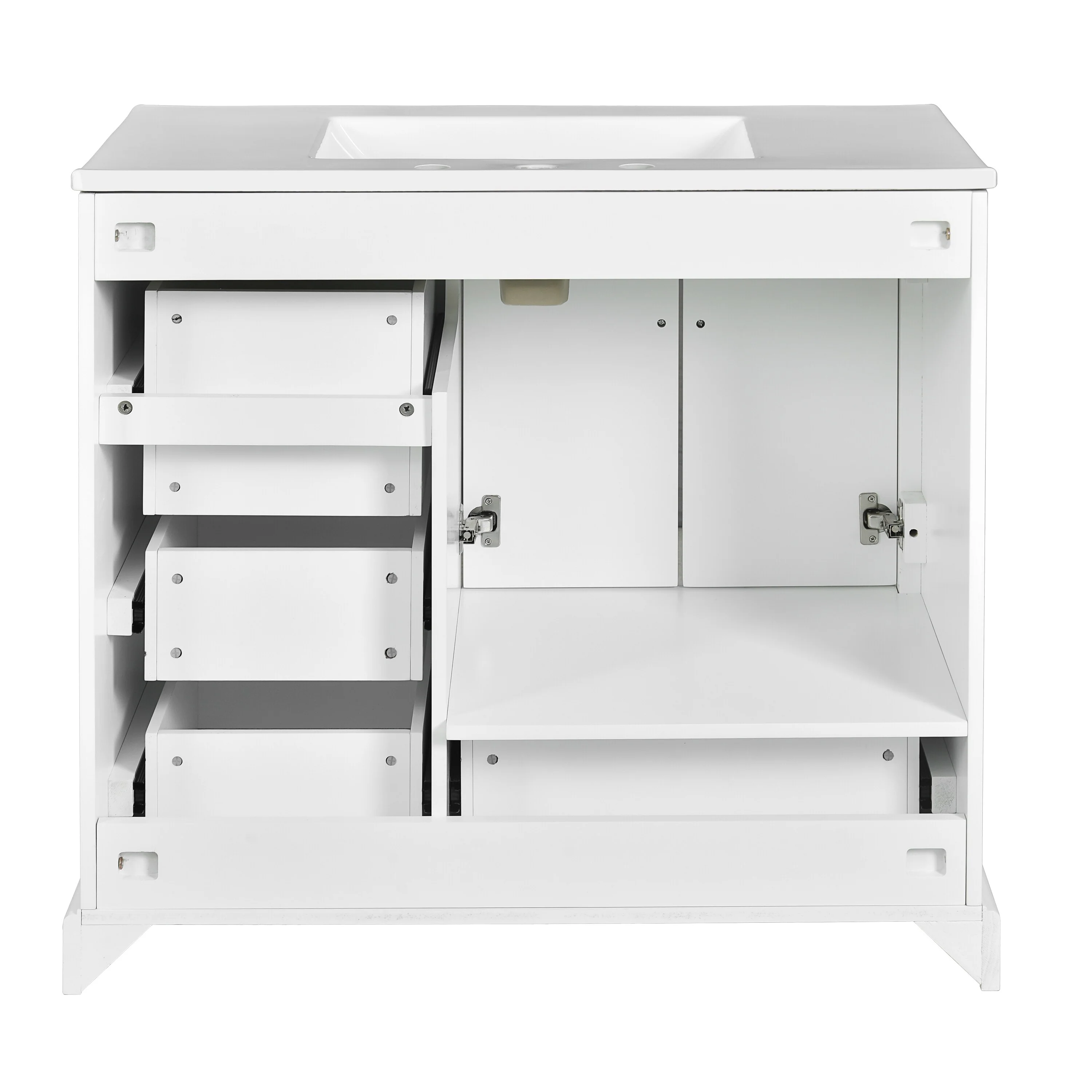 Bathroom Vanity with Resin Sink, Bathroom Vanity Set with 4 Drawers, Bathroom Storage Cabinet with 2 Soft Close Doors