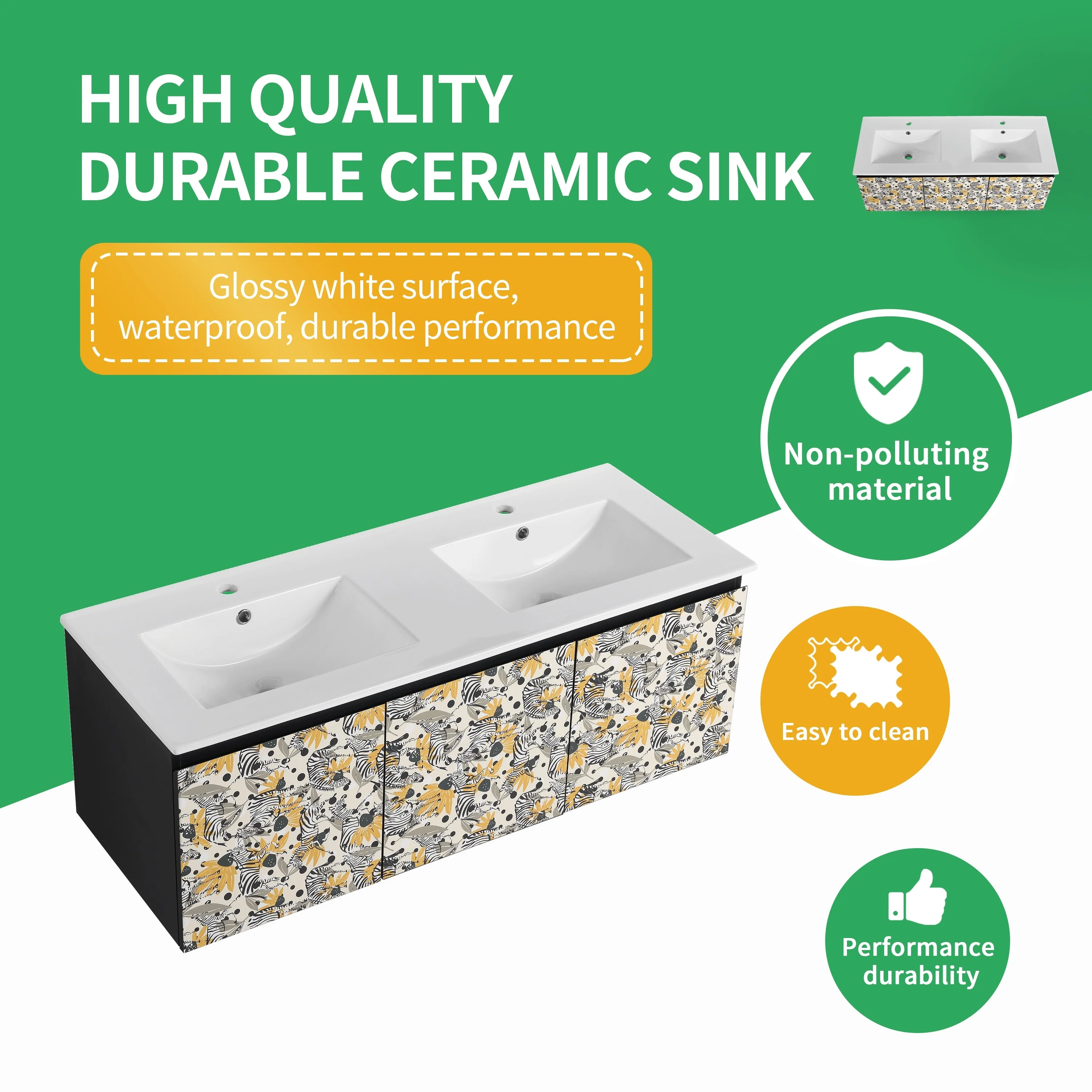 BNK 24/30/48 Inch Double Sink Bathroom Vanity with Soft Close Door