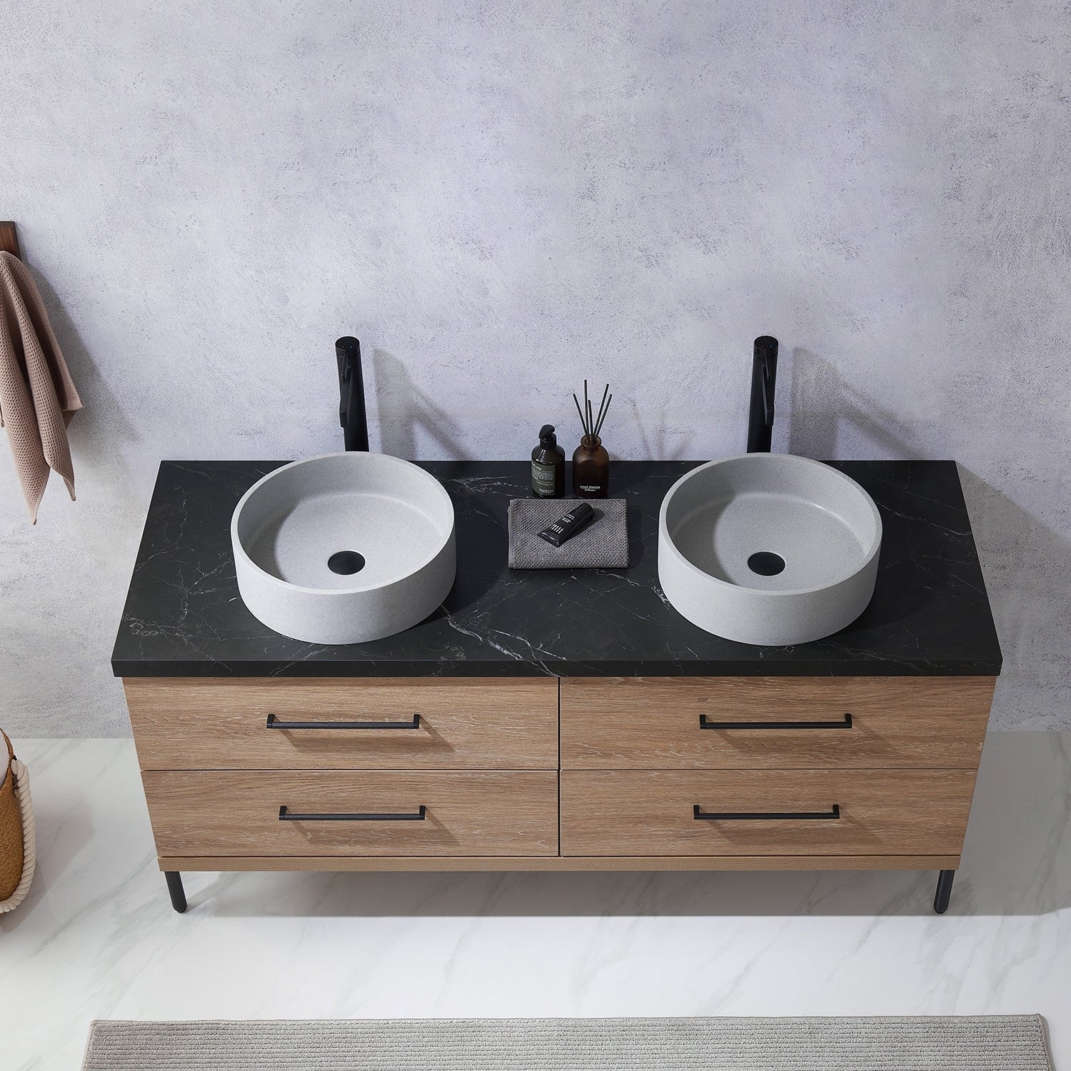 Trento Bath Vanity with Sintered Stone Top with Concrete Sink (C)