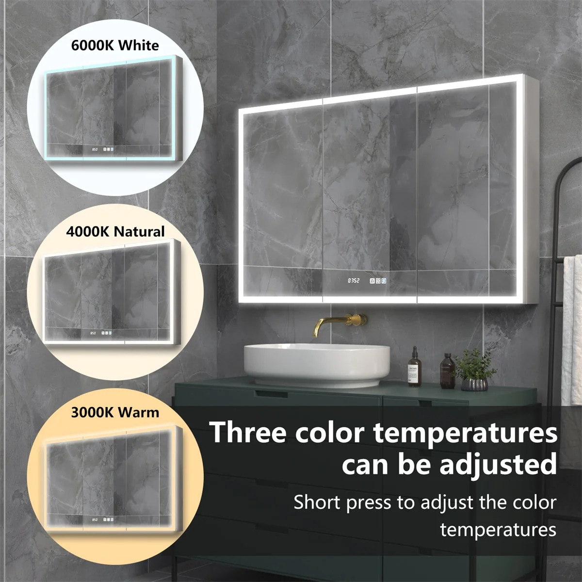 ExBrite Led Lighted Medicine Cabinet Recessed or Surface with Mirrors