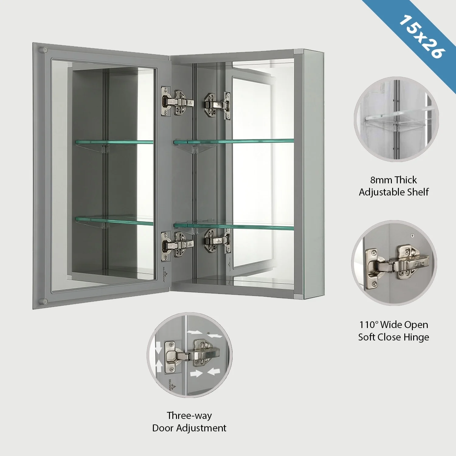 Frameless Aluminum Bathroom Mirror Medicine Cabinet