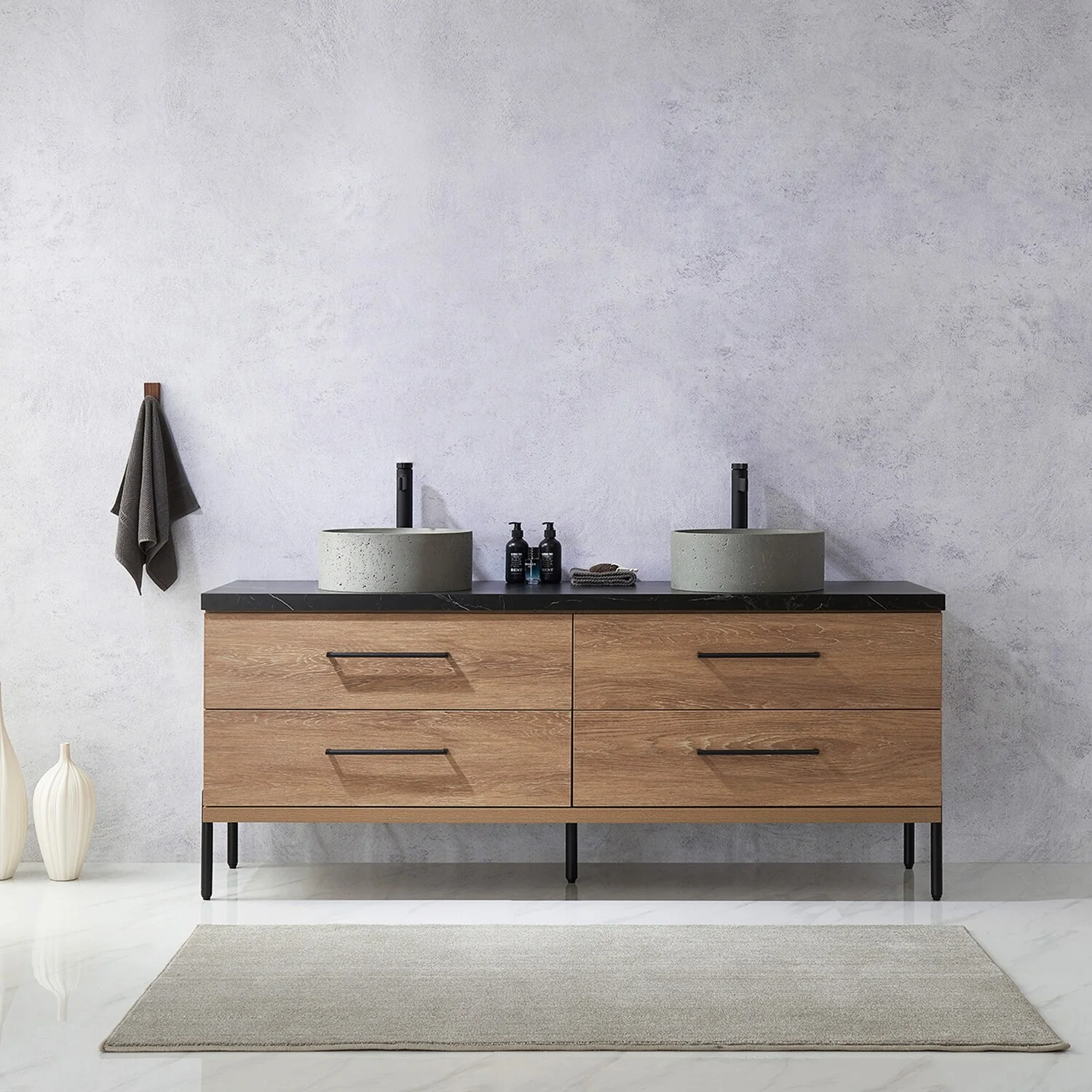 Trento Bath Vanity with Sintered Stone Top with Concrete Sink (R)