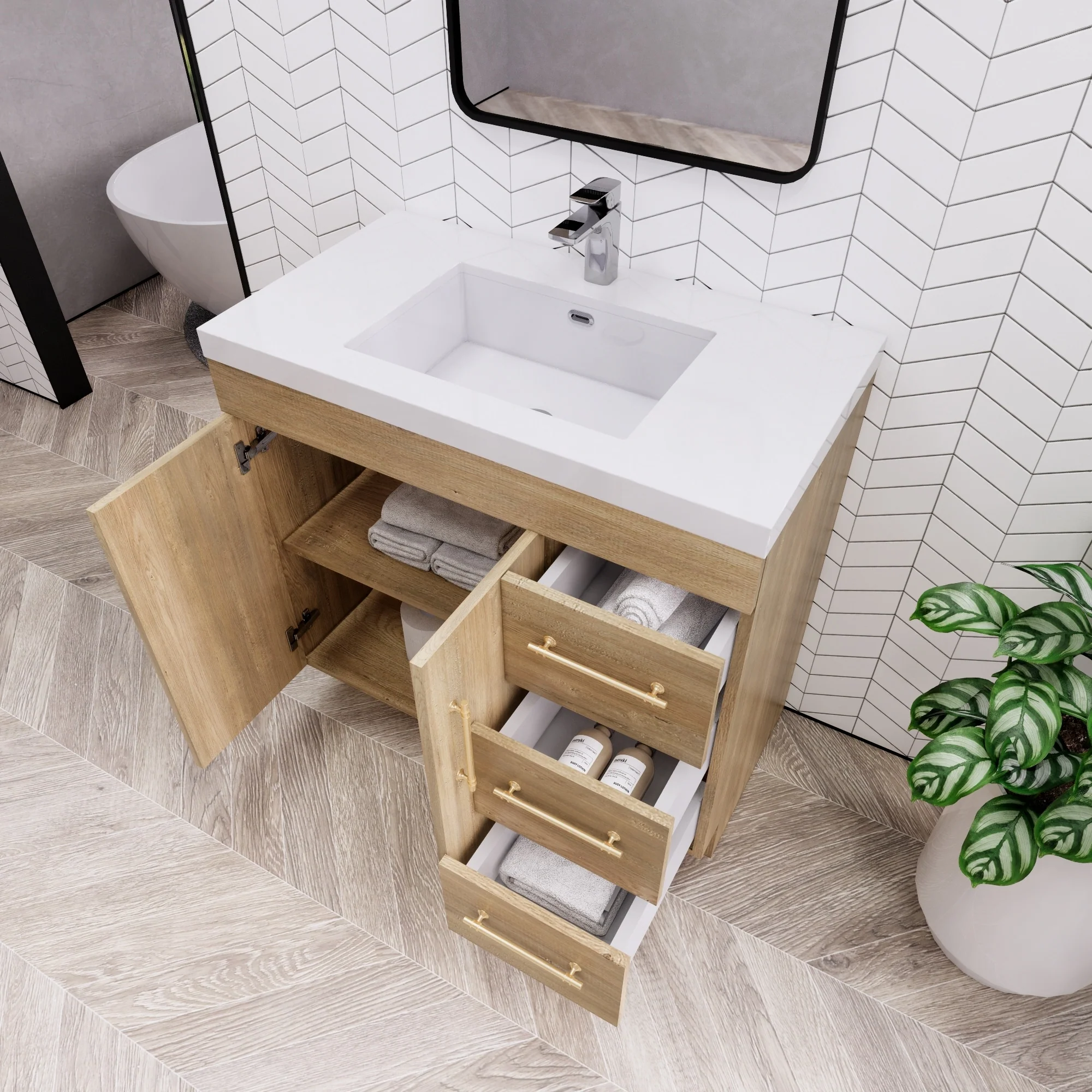 Eliza 36 Freestanding Vanity (Right Drawers) with Single Sink