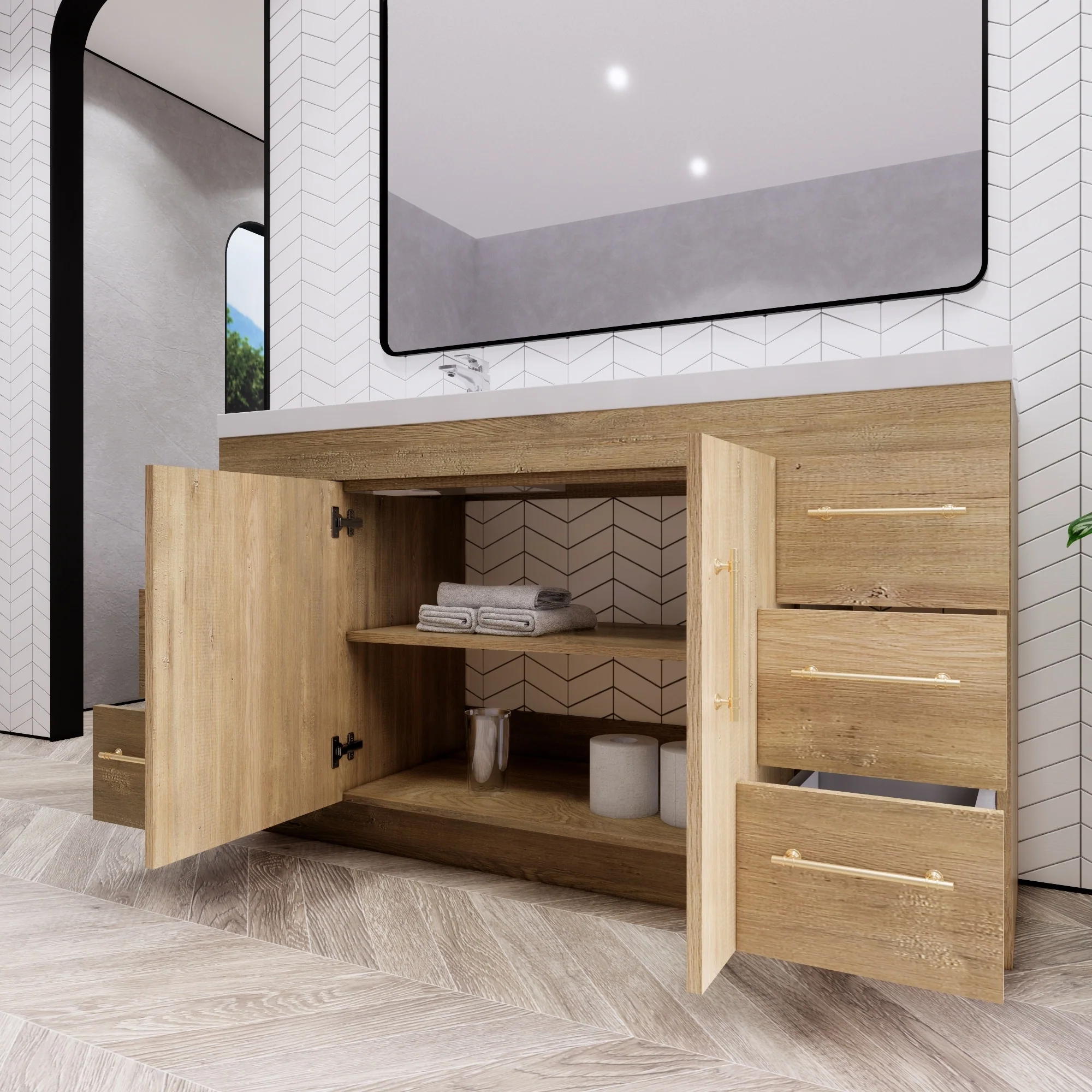 Eliza 60'' Freestanding Vanity with Single Sink on the Left