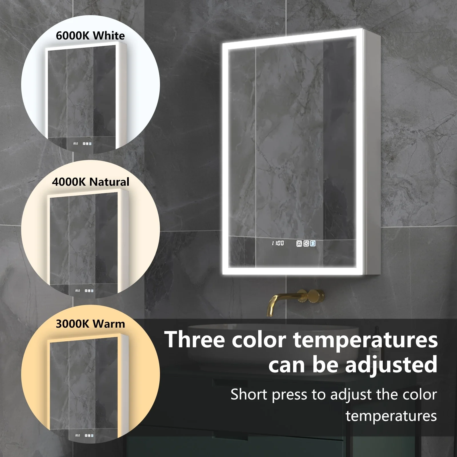 ExBrite Led Lighted Medicine Cabinet Recessed or Surface with Mirrors