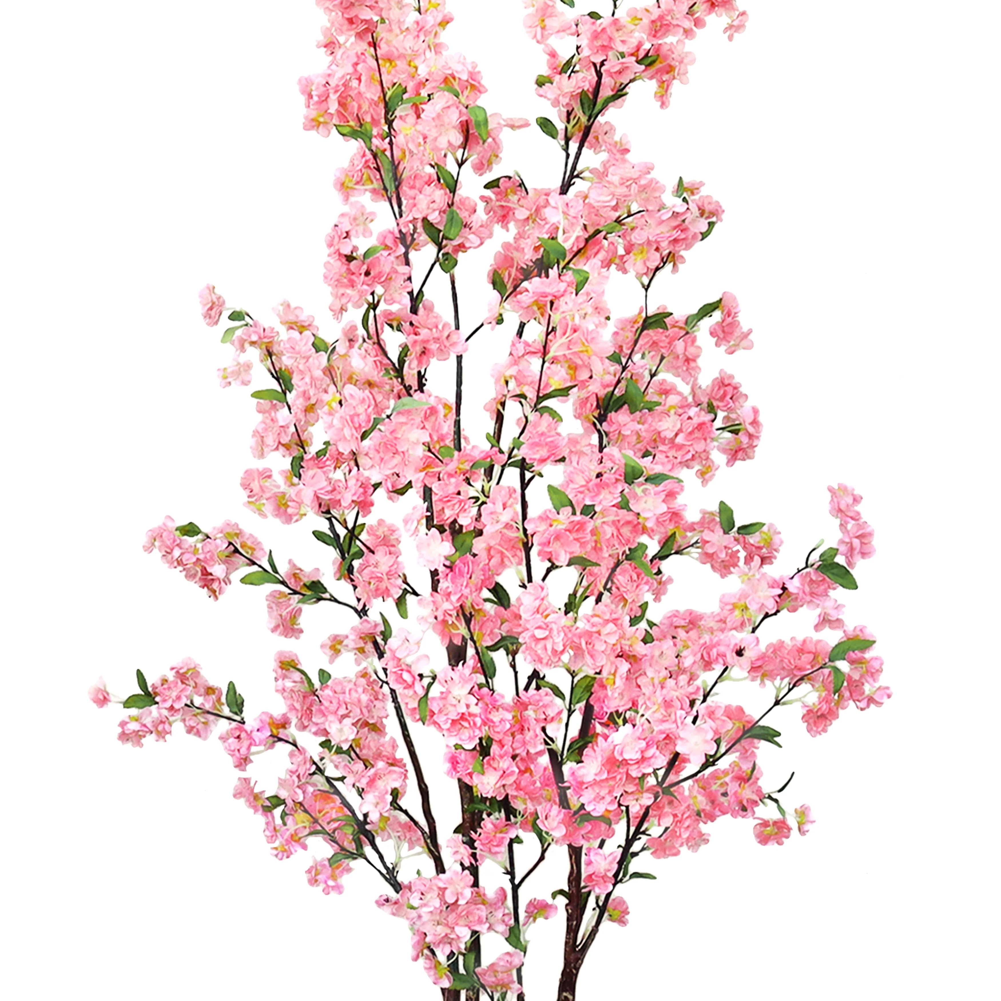 5.5ft Pink Artificial Cherry Blossom Flower Tree Plant in Black Pot - 66
