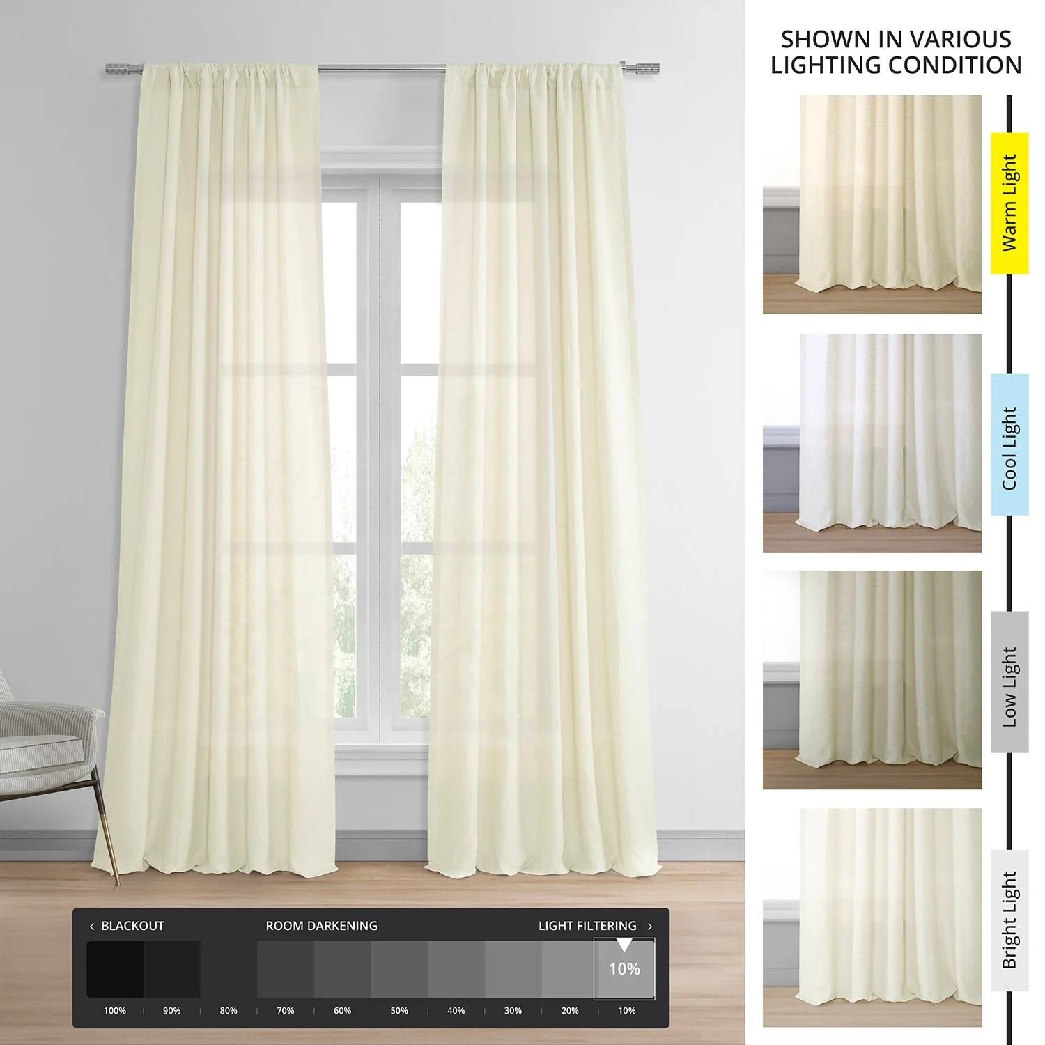 Exclusive Fabrics Signature French Linen Sheer Curtain (1 Panel)