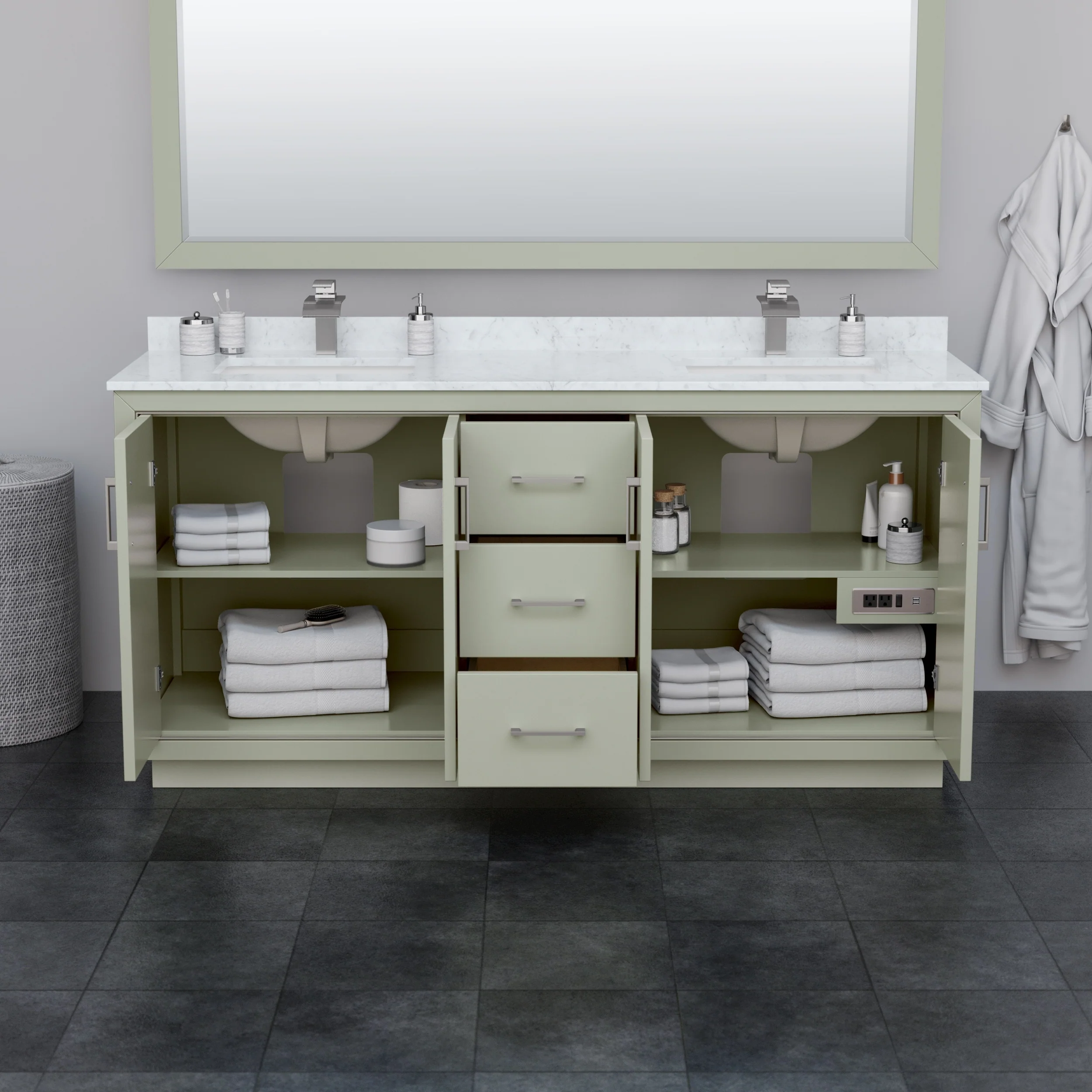 Icon Double Bathroom Vanity Cabinet, No Mirror