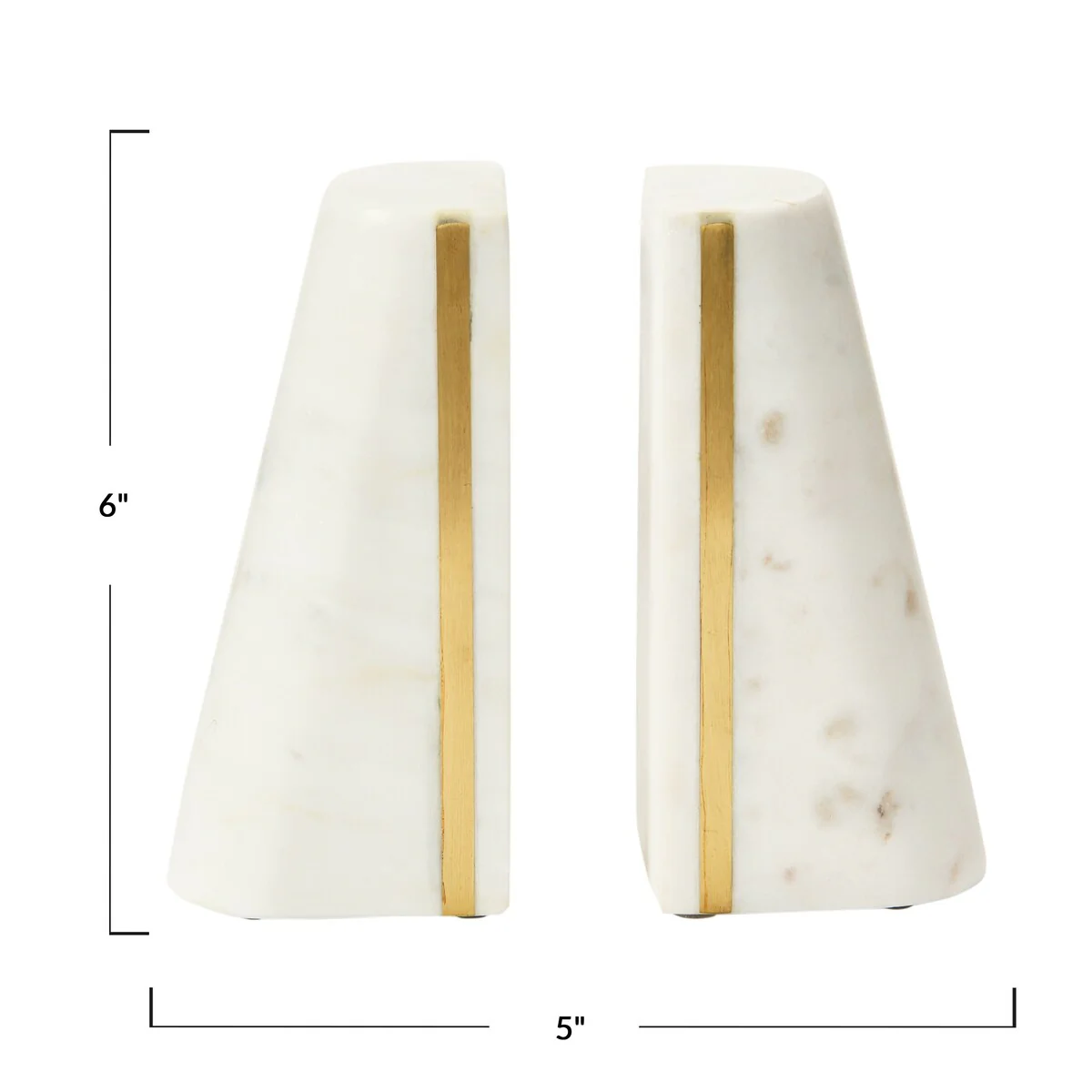 Geometric Marble Bookends with Brass Inlay
