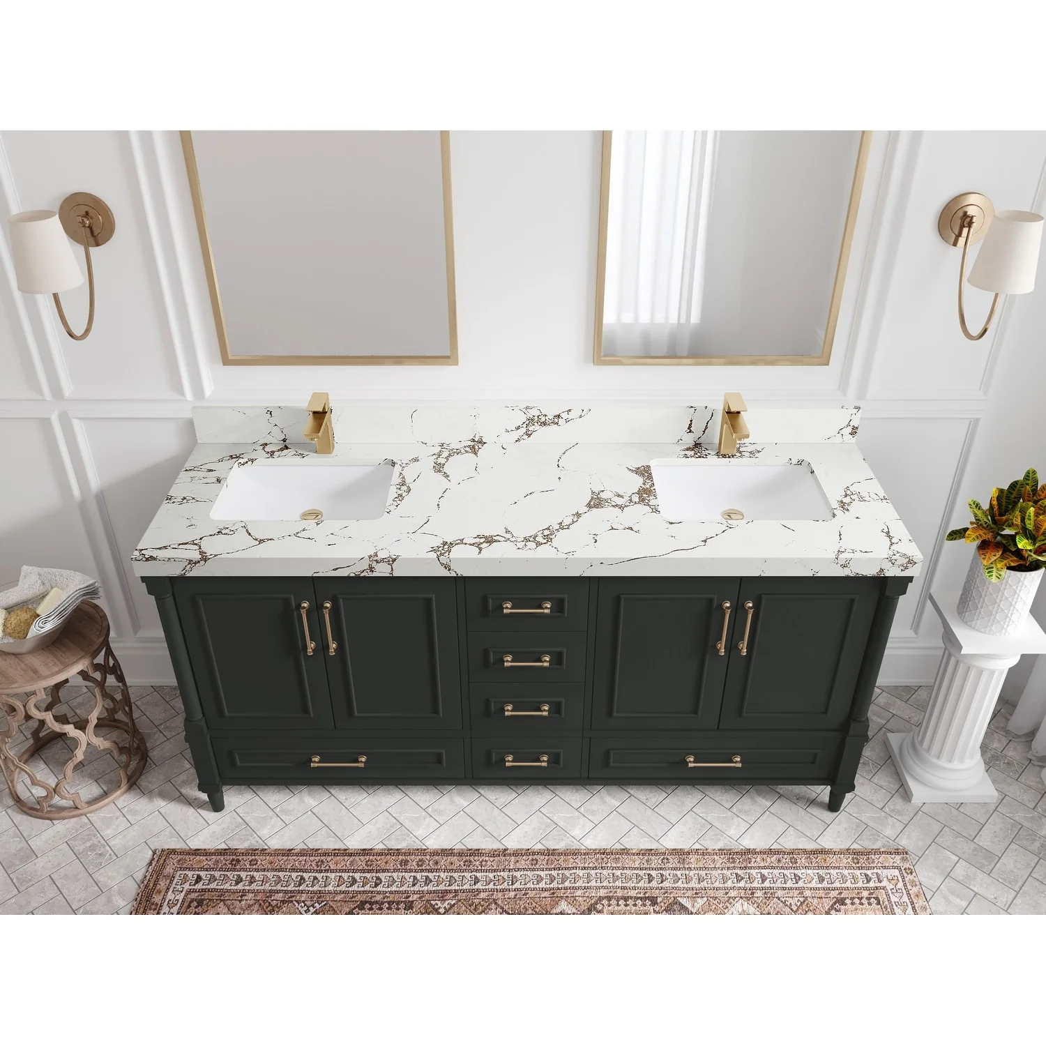 Willow Collections 72 in. W x 22 in. D Aberdeen Double Sink Bathroom Vanity with Countertops