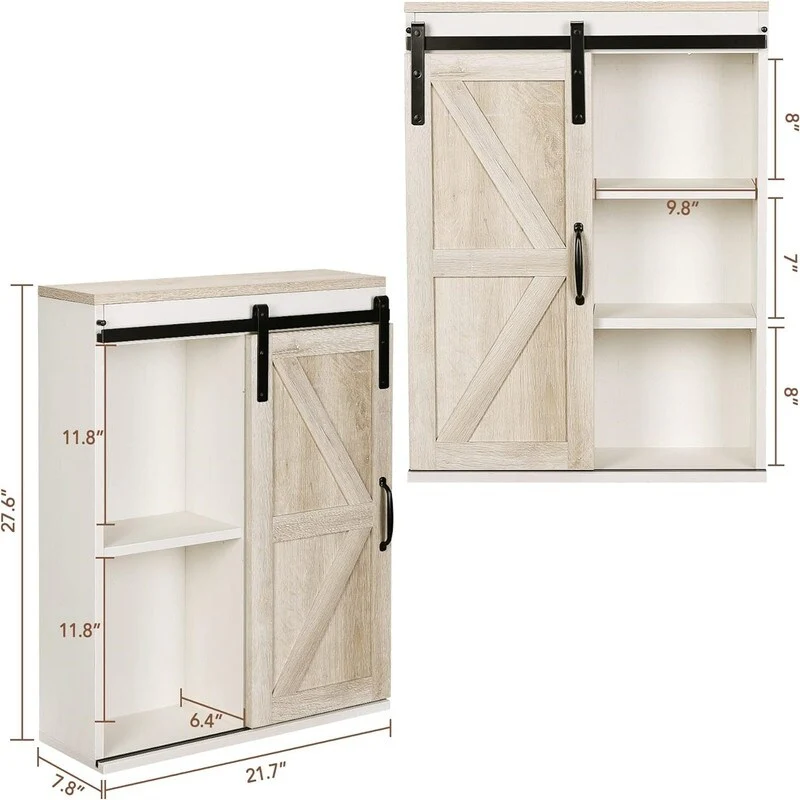 Wood Wall Storage Bathroom Cabinet - 21.7