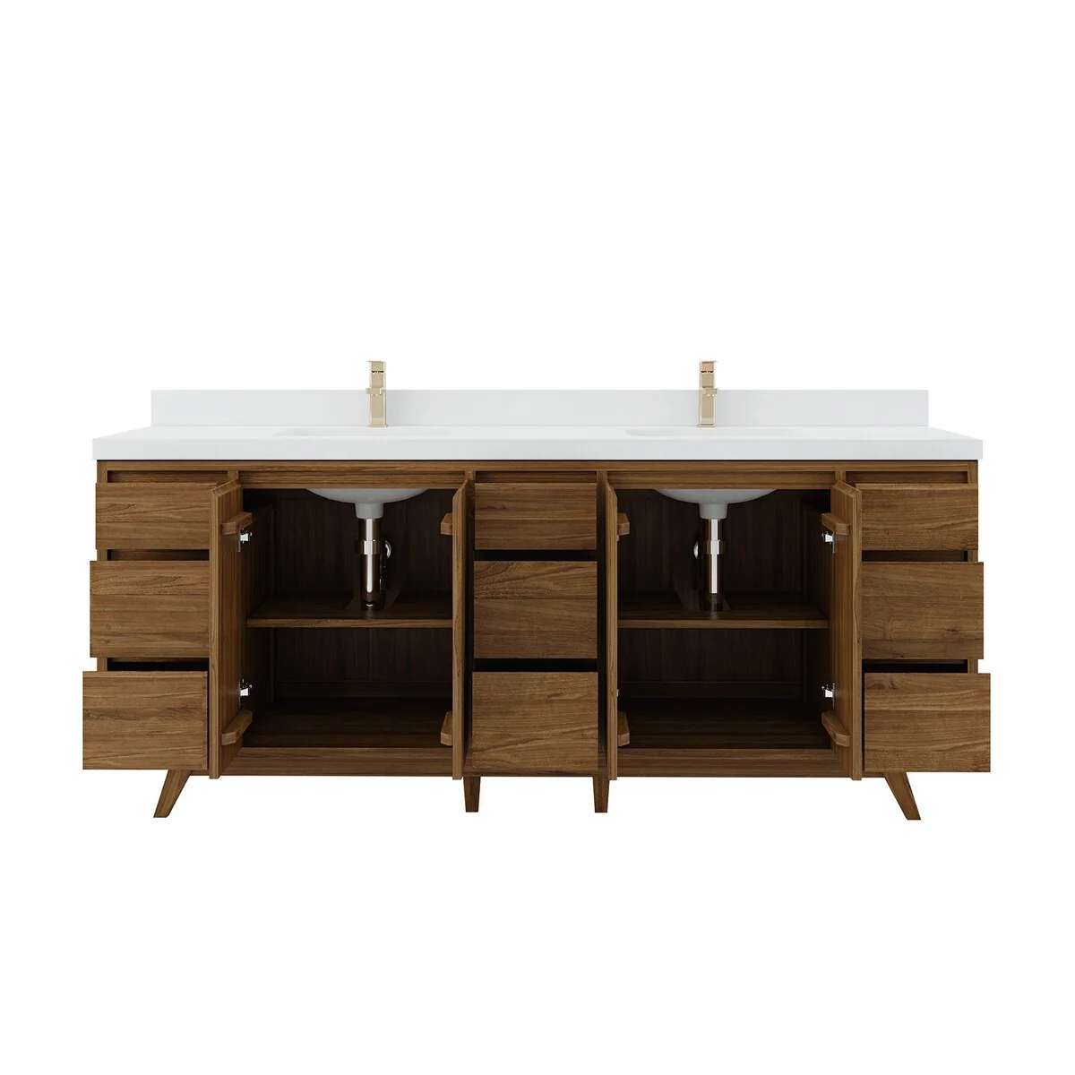 Willow Collections 84 in. W x 22 in. D Charlotte Teak Double Sink Bathroom Solid Teak Vanity with Countertop