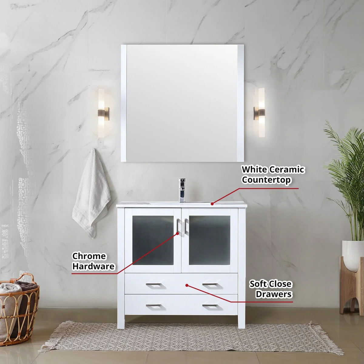 Lexora Volez 36 inch single Bathroom Vanity Complete Set With Faucet