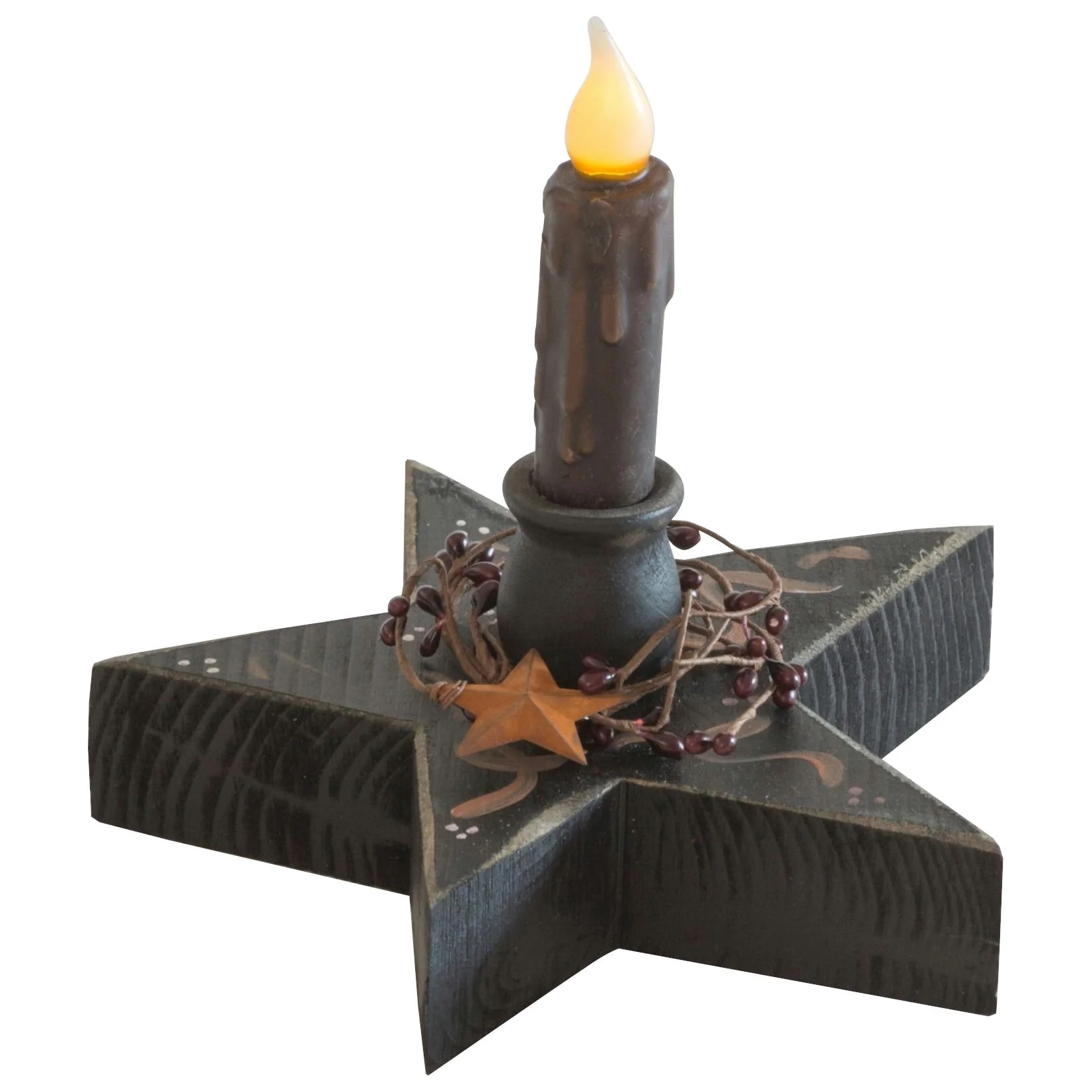 Farmhouse Star Candle Holder with Flameless Candle