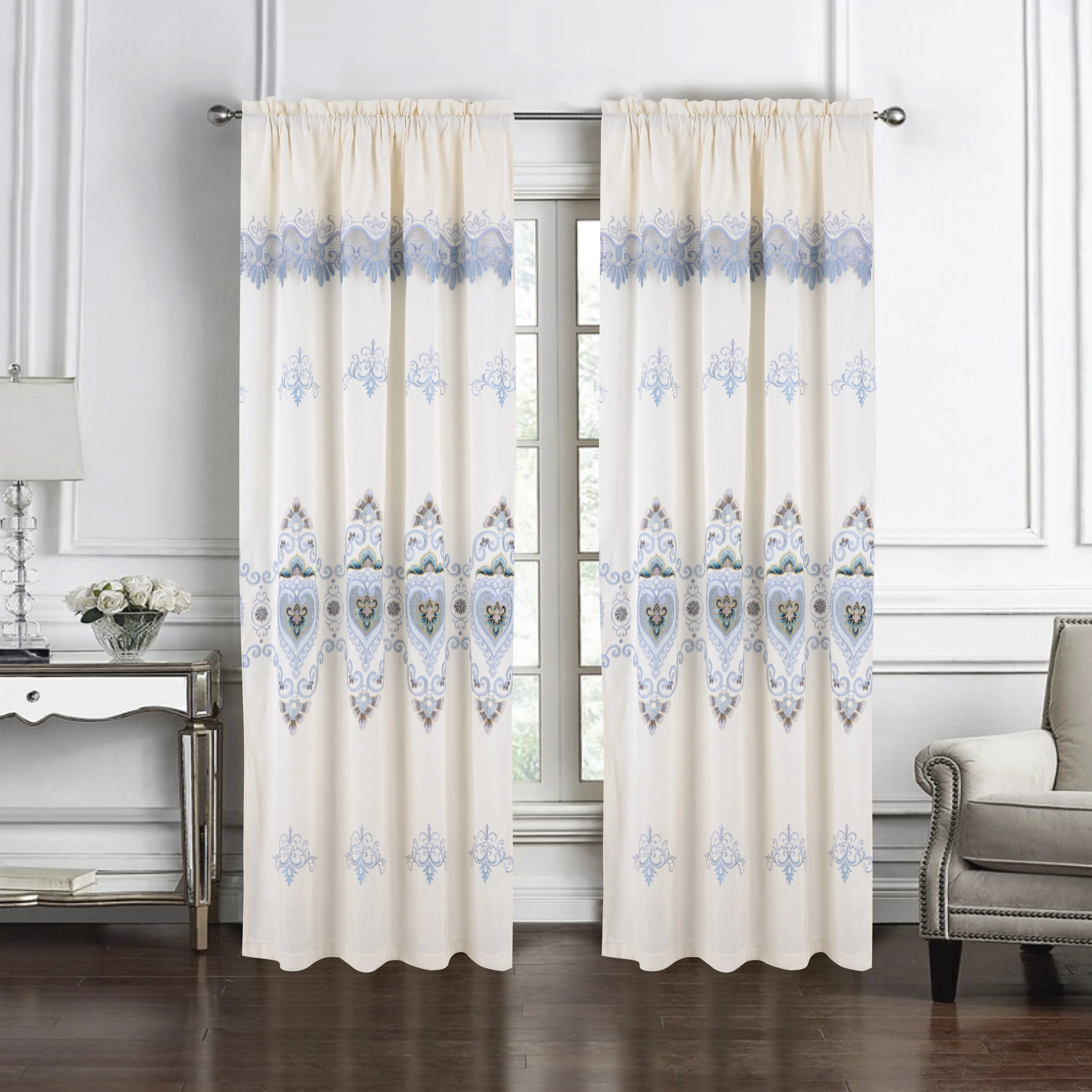 Betsy Macrame Embroidered Window Curtain Panel