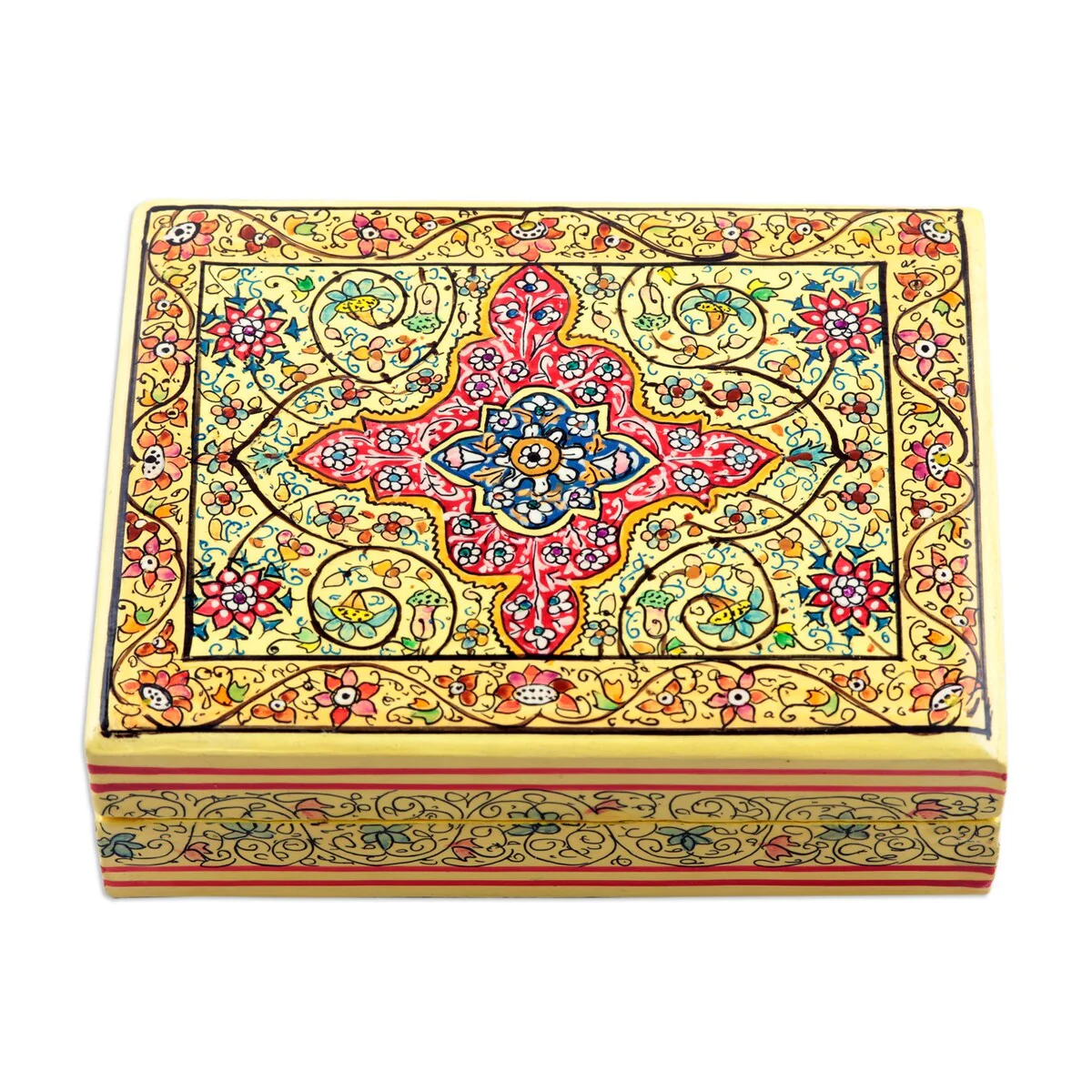 Novica Handmade Blooms In Persia Papier Mache Decorative Box