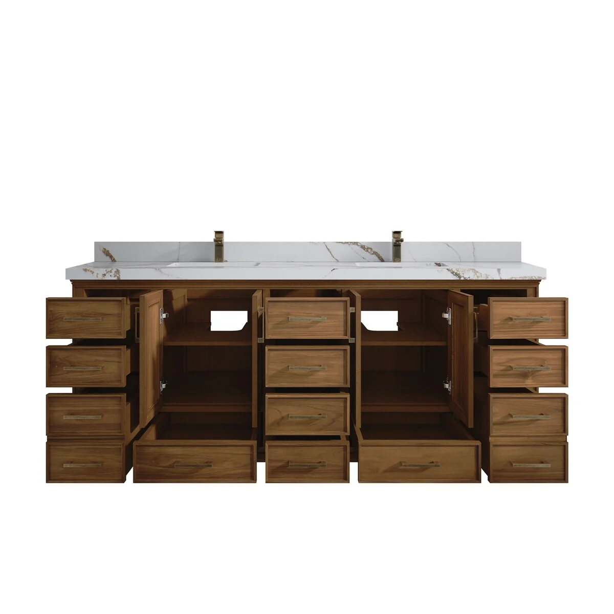 Willow Collections 84 in. W x 22 in. D Charlotte Teak Double Sink Bathroom Solid Teak Vanity with Countertop