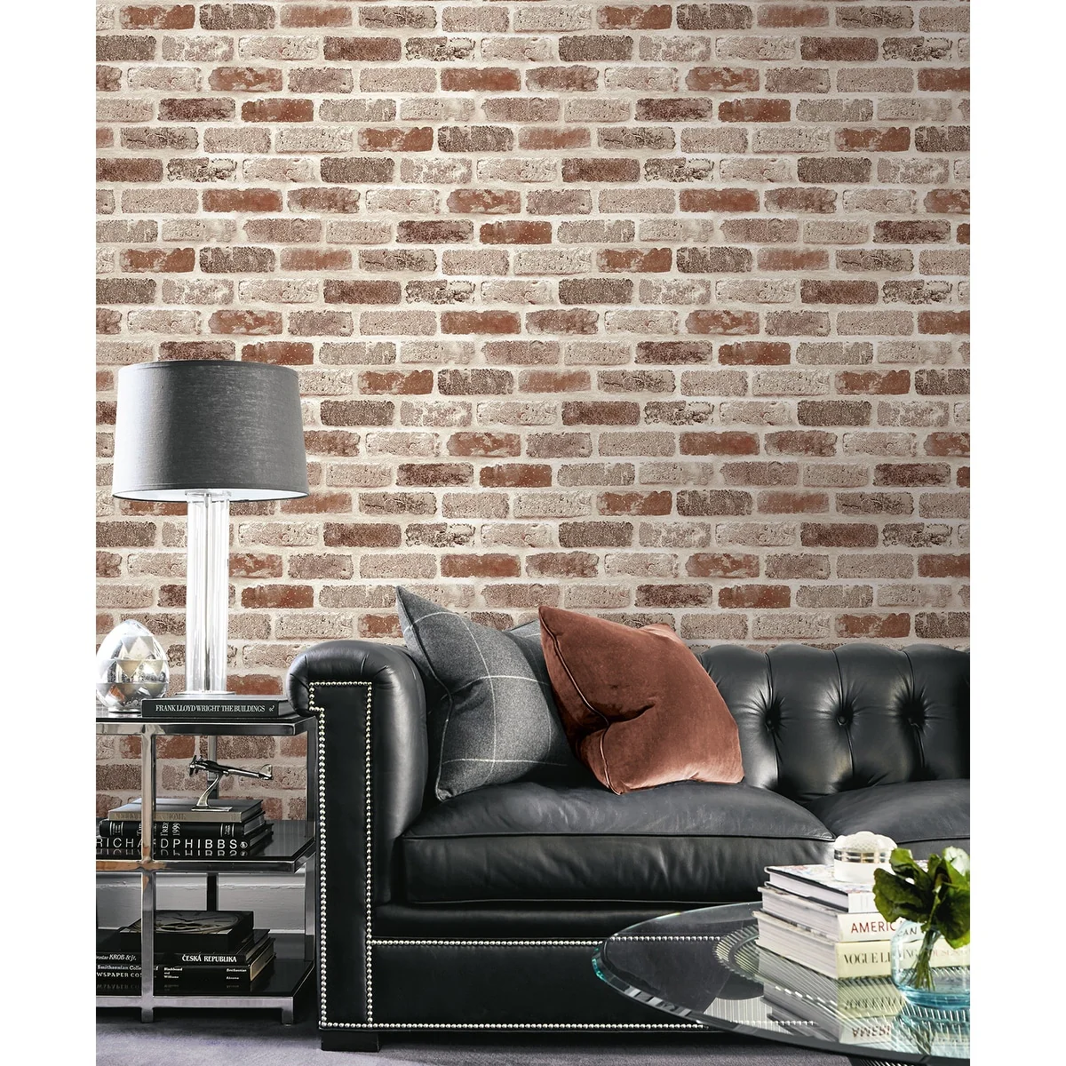 NextWall Washed Brick Peel and Stick Removable Wallpaper