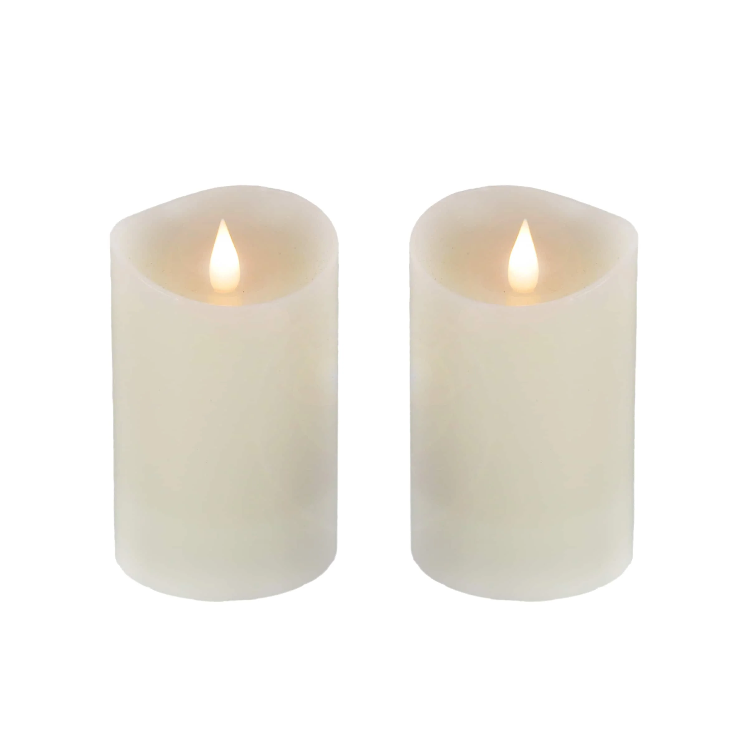 HGTV Home Collection Set of 2 5 in Heritage Real Motion Flameless LED Candles With Remote, Ivory, LED - 5 in