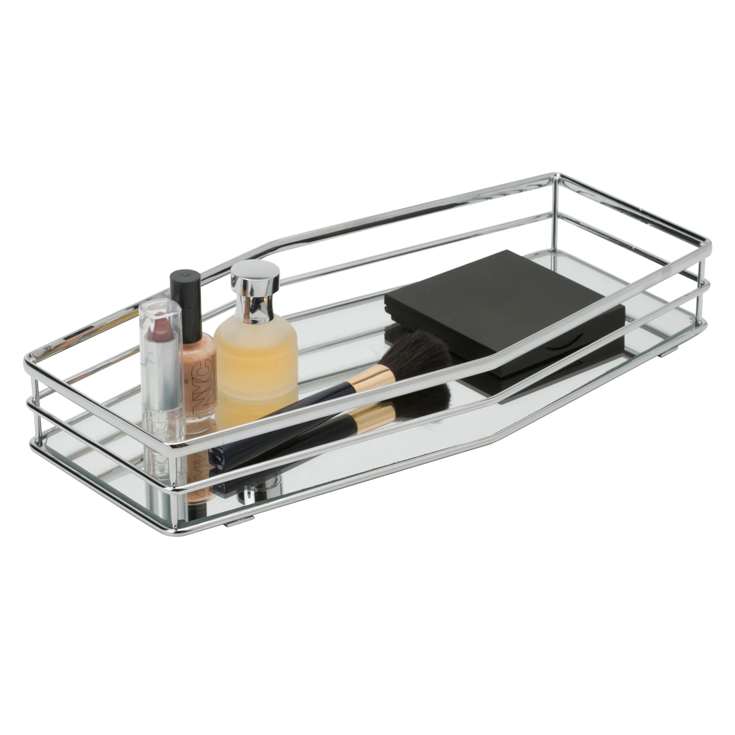 Home Details Double Rail Vanity Mirror Tray 14x7 - Chrome - Silver - 14