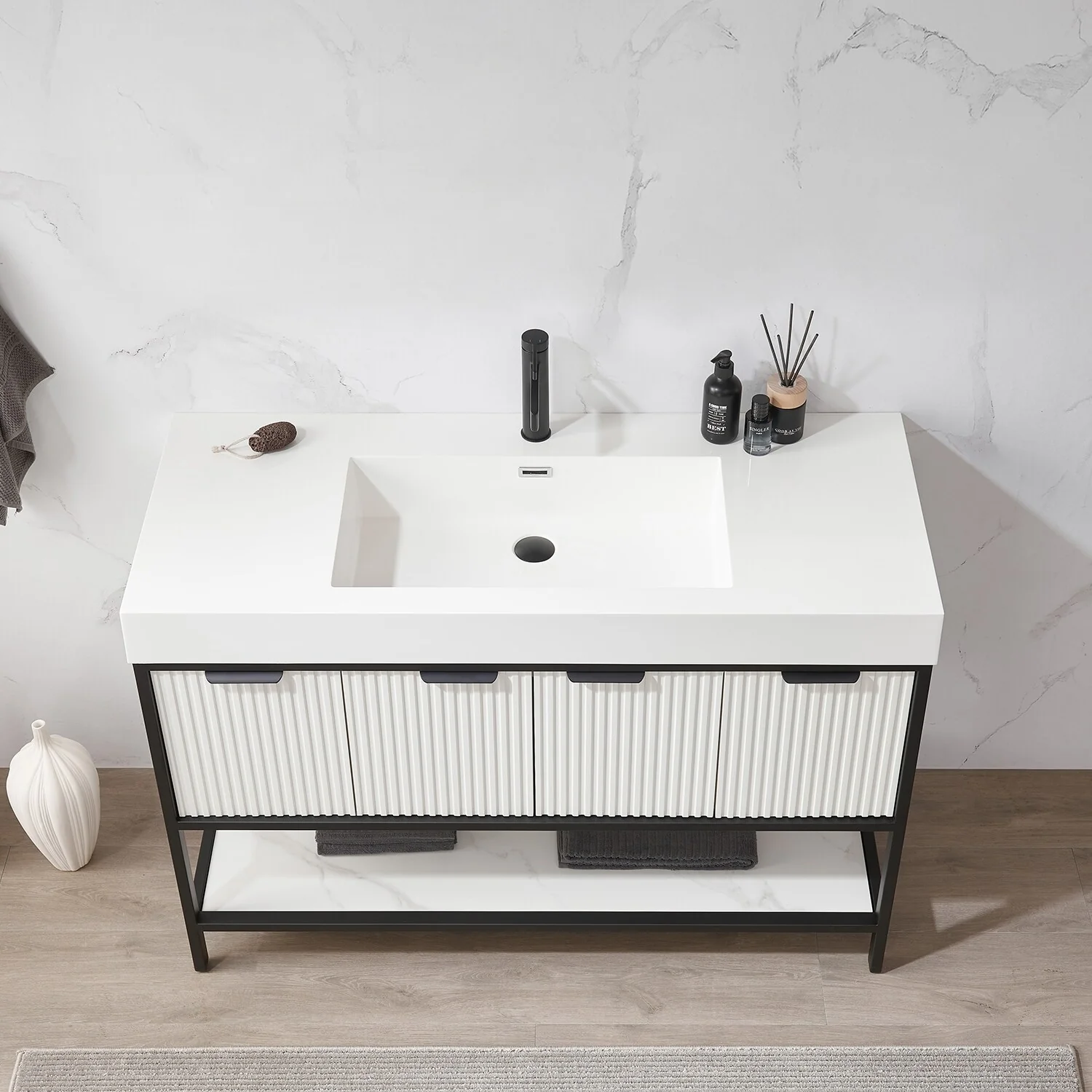 Marcilla 48 in. Single Sink Bath Vanity with Stone Sink Top