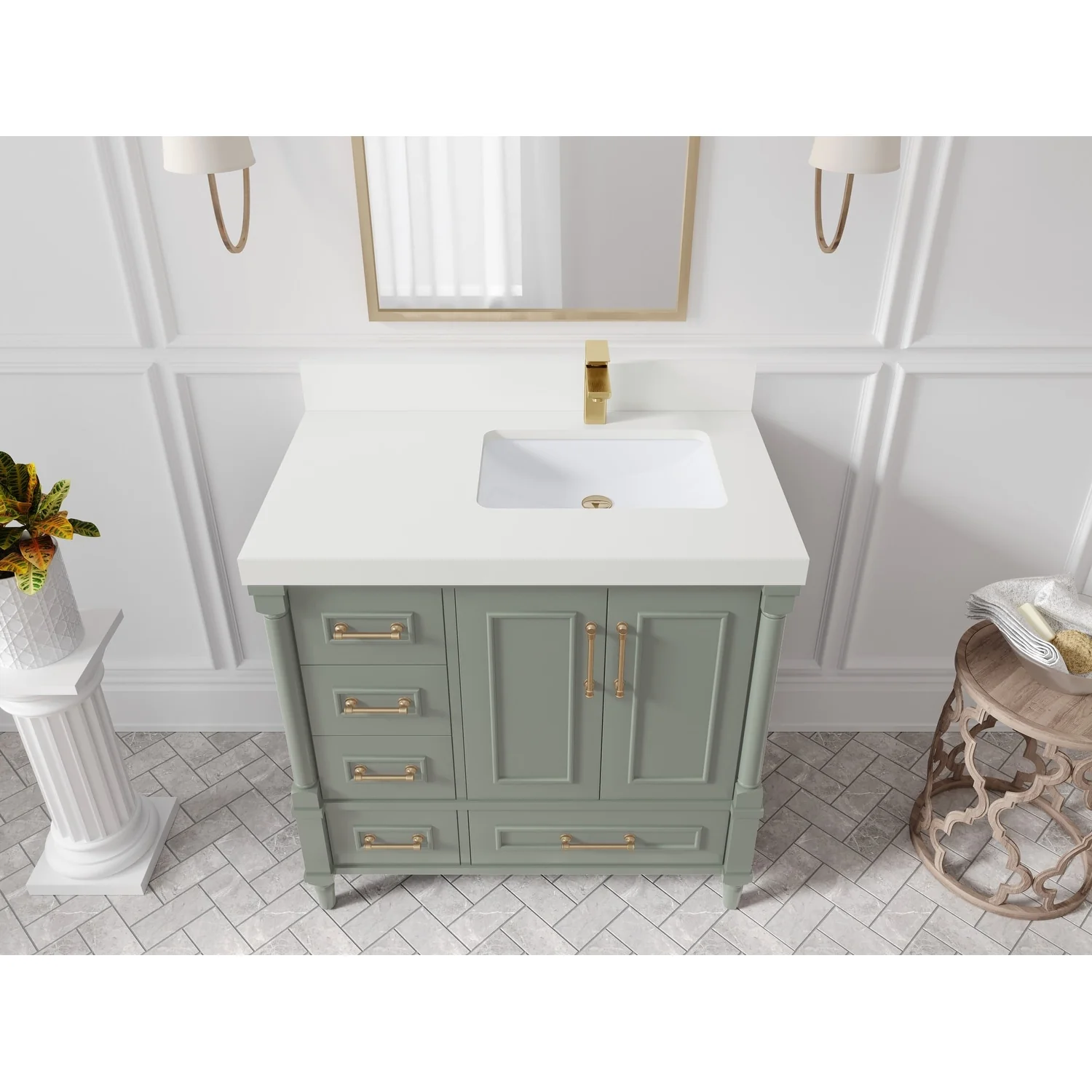 Willow Collections 36 in. W x 22 in. D Aberdeen Right Offset Sink Bathroom Vanity with Countertop