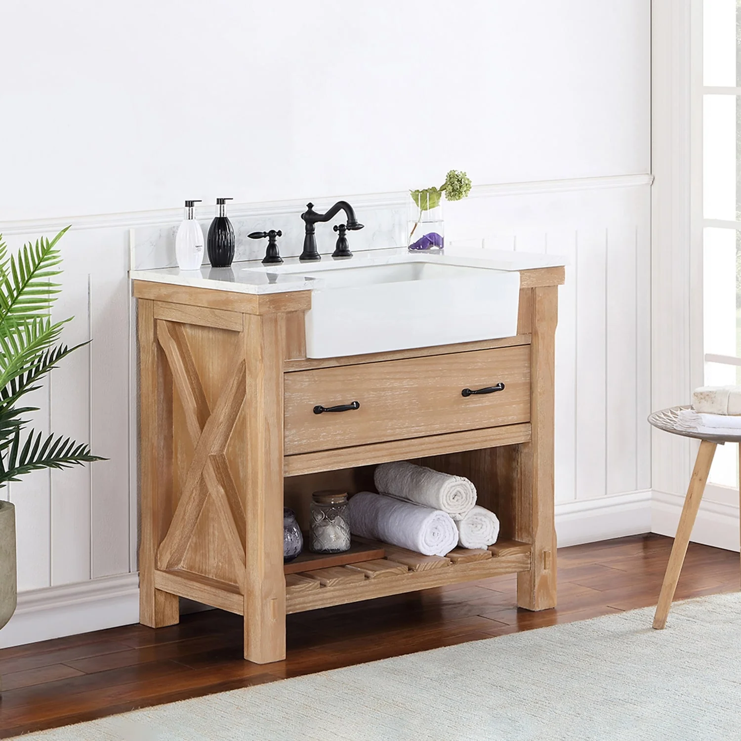 Villareal Bath Vanity with Composite Stone Top without Mirror