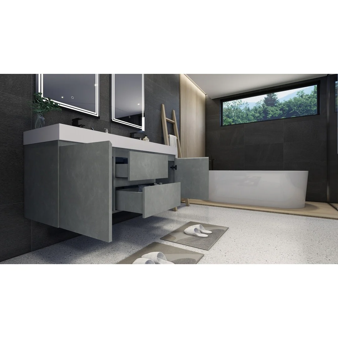 Baillie 60'' Wall-Mounted Vanity with Double Reinforced Acrylic Sink