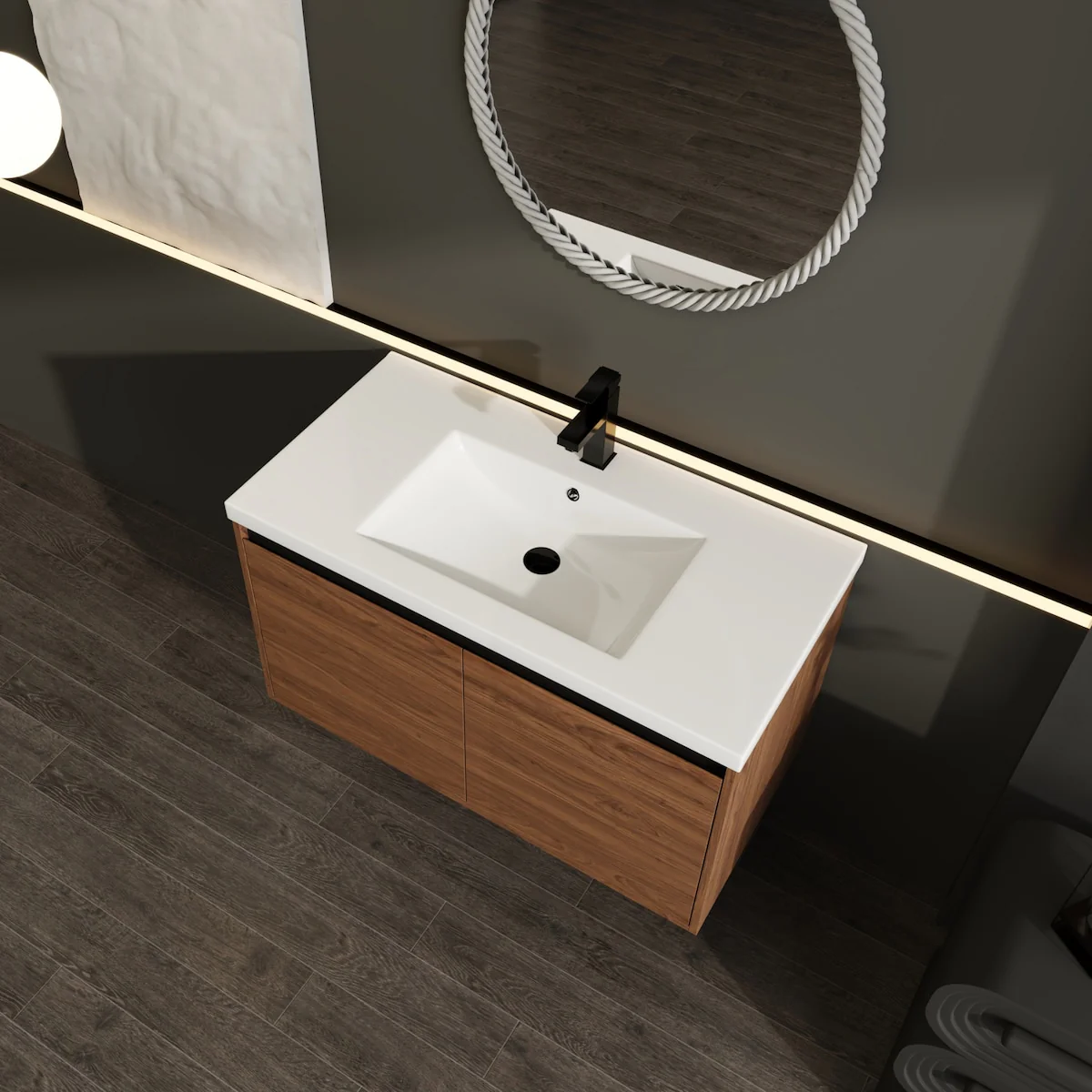 Bathroom Vanity with Resin Countertop Sink & 2 Doors