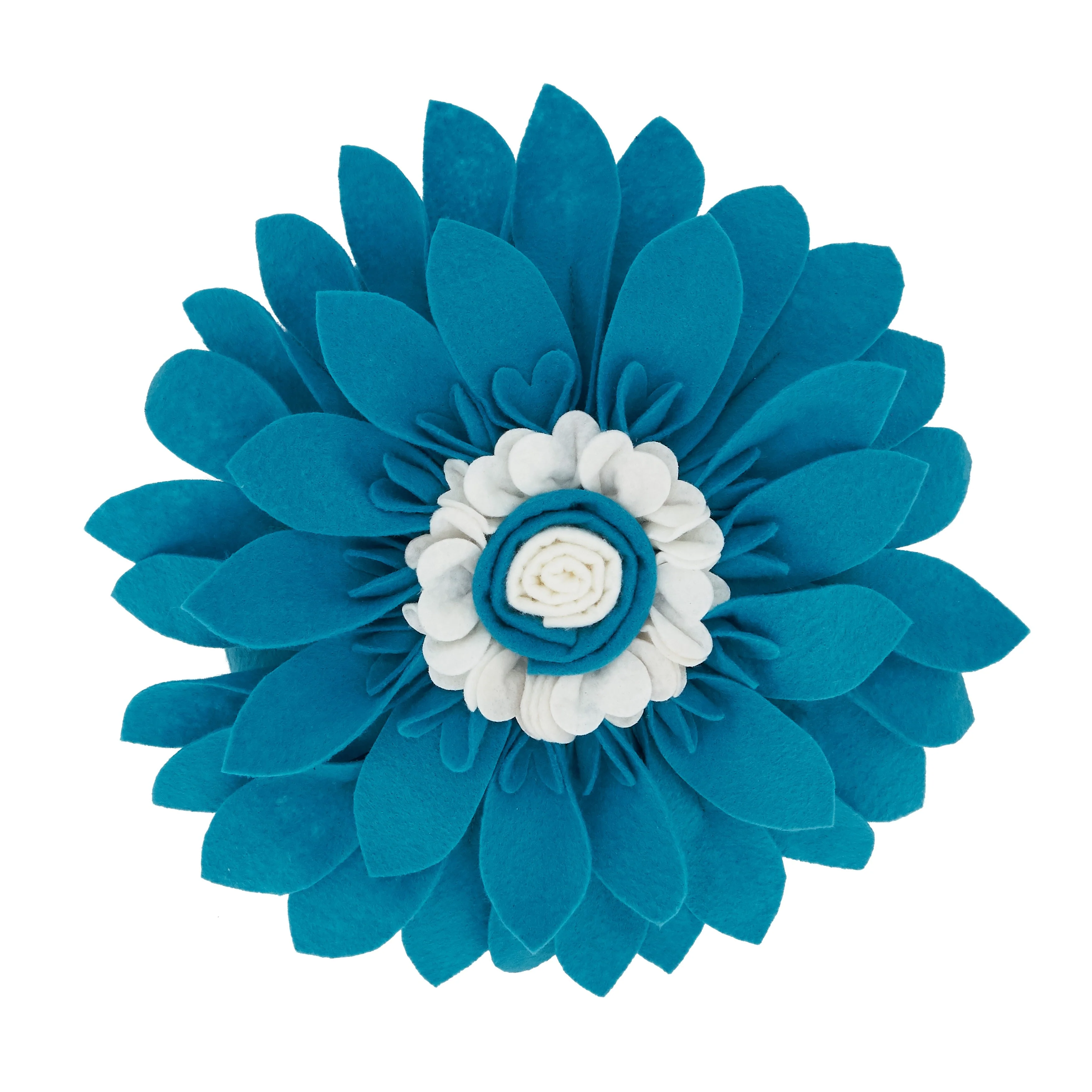 Felt Flower Design Poly-Filled Throw Pillow