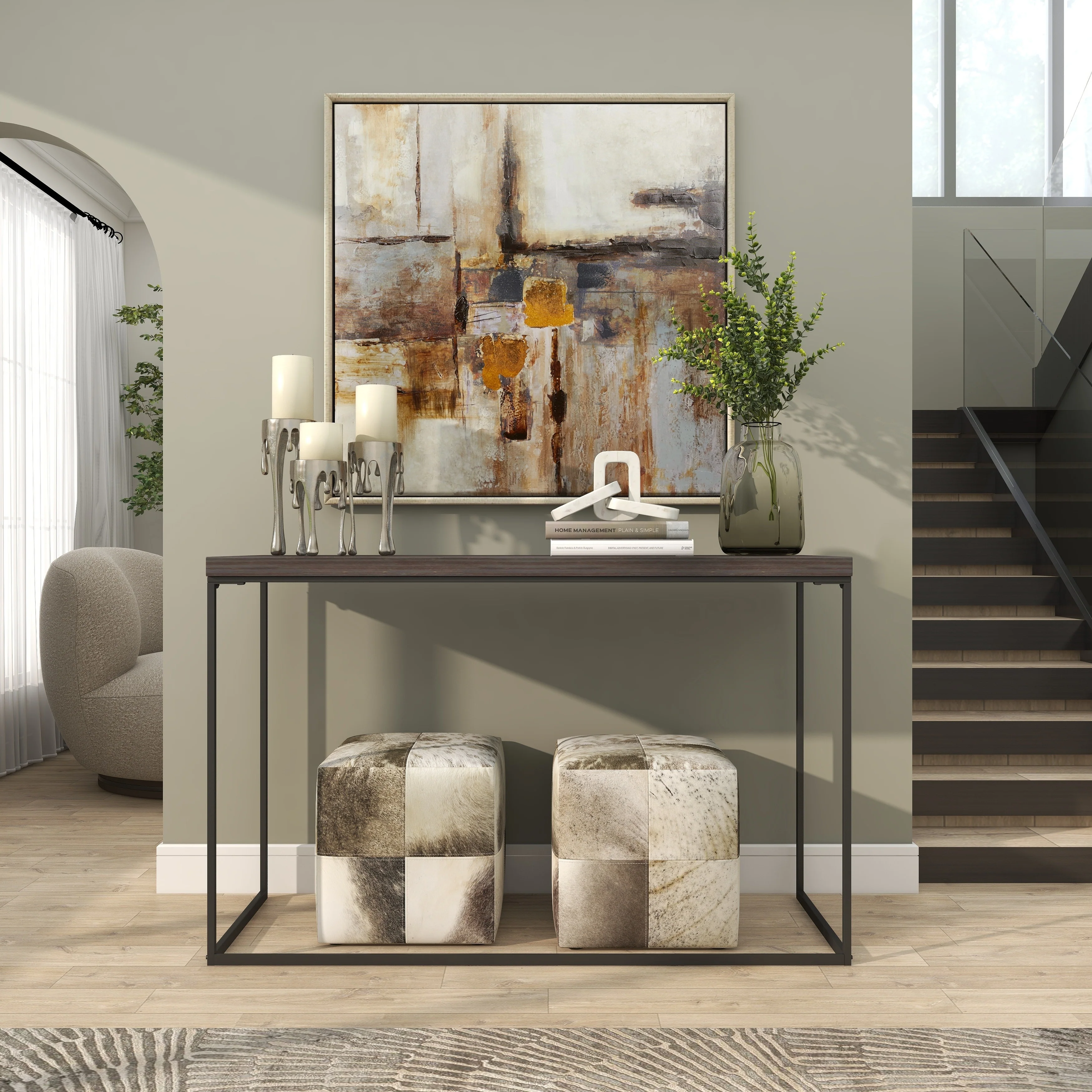 Marble Chain Rectangular 3 Link Decorative Sculpture - White - Roche River Decor