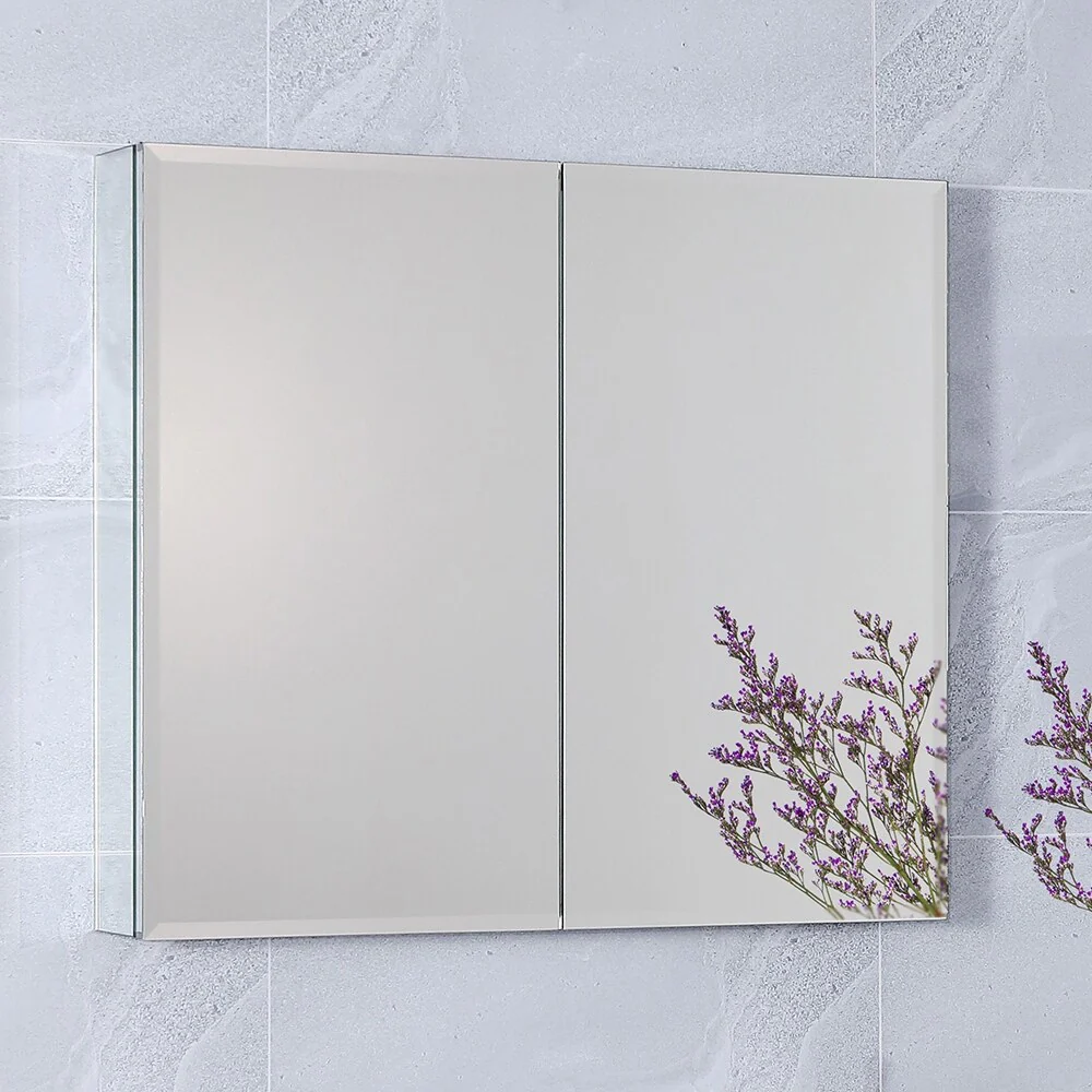 Wall Mounted Mirrored Medicine Cabinet White 2 Doors