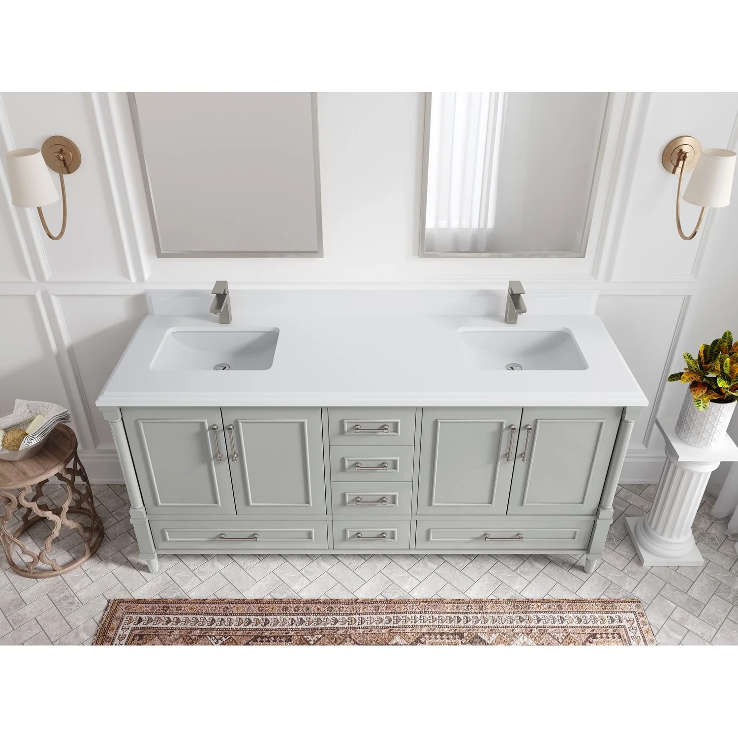 Willow Collections 72 in. W x 22 in. D Aberdeen Double Sink Bathroom Vanity with Countertops