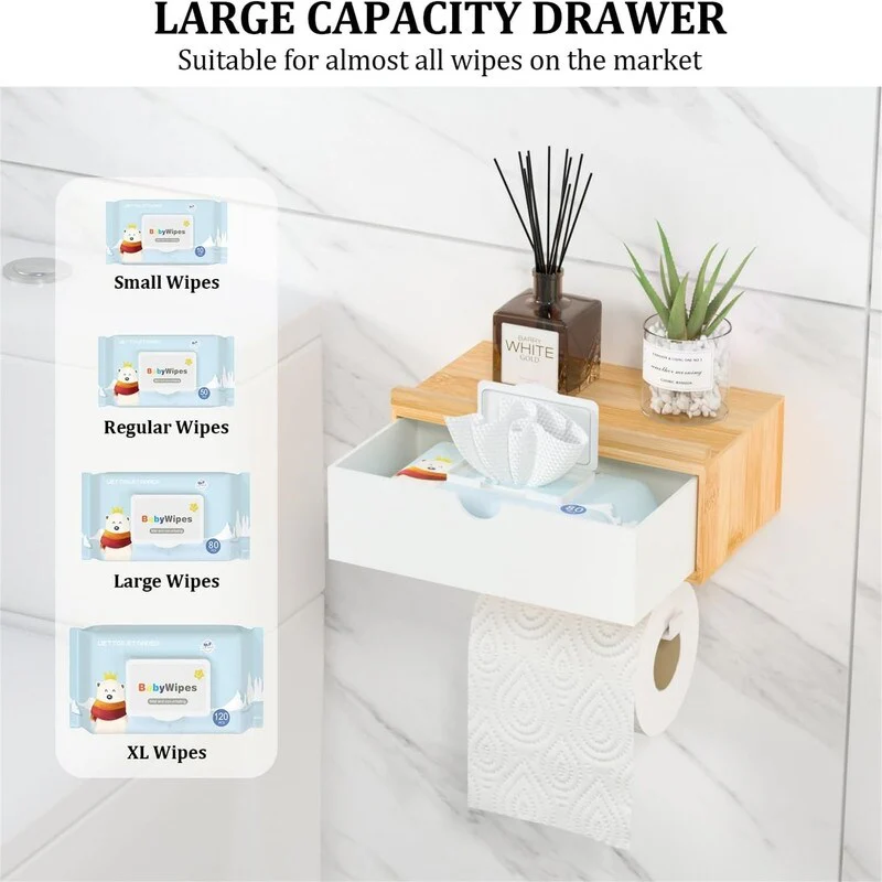 Toilet Paper Holder with Shelf - Wall - 8.39