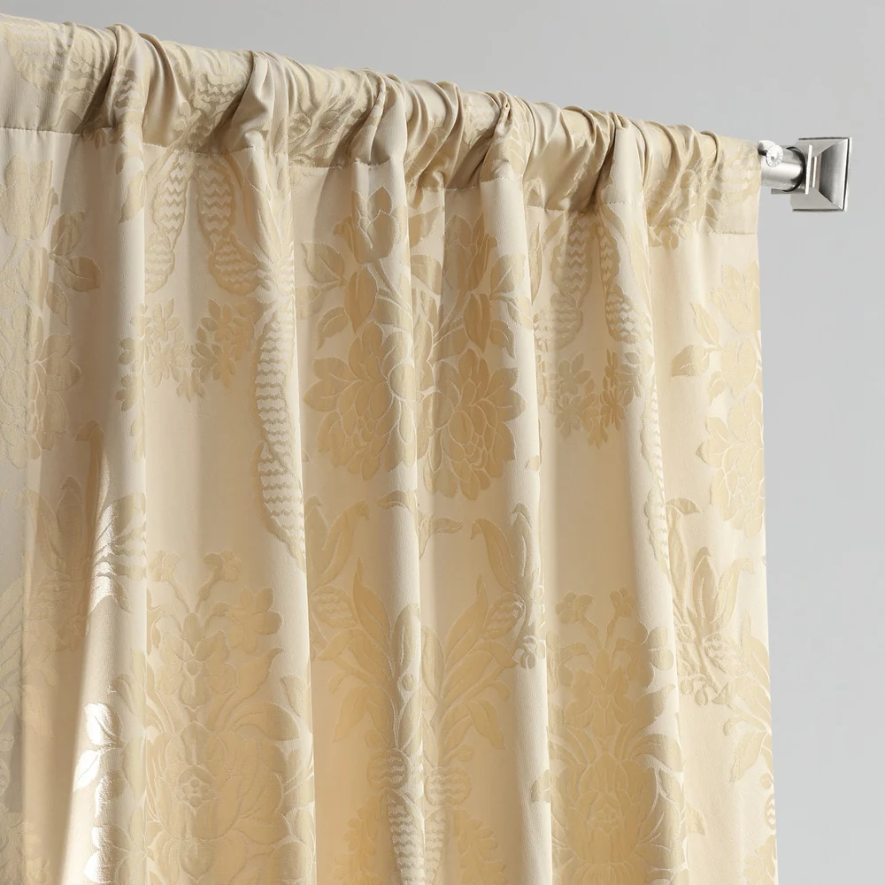 Exclusive Fabrics Magdelena Champaign/Beige Faux Silk Jacquard Curtain (1 Panel)