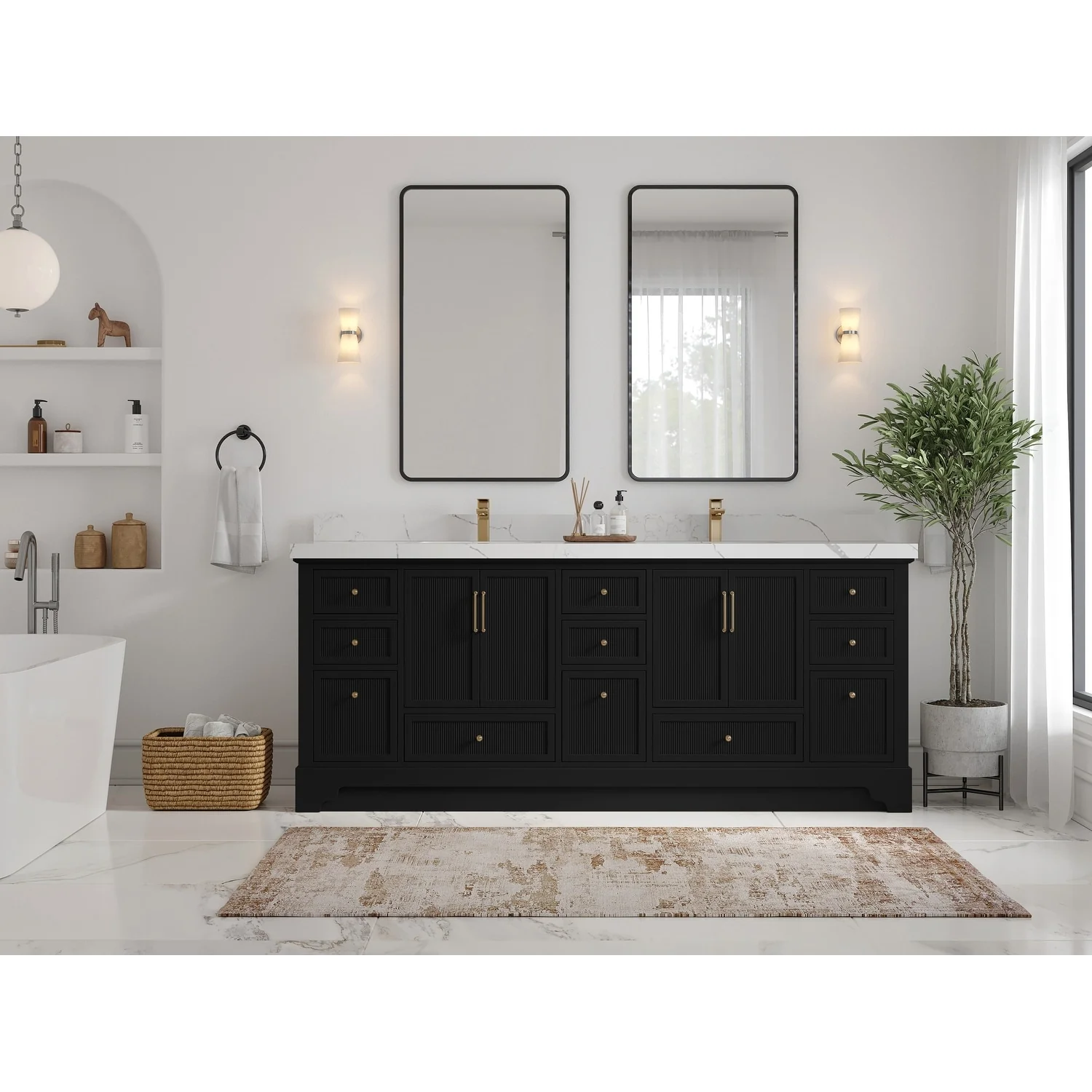 Willow Collections 84 in. W x 22 in. D Alys Double Bowl Sink Bathroom Vanity with Countertop