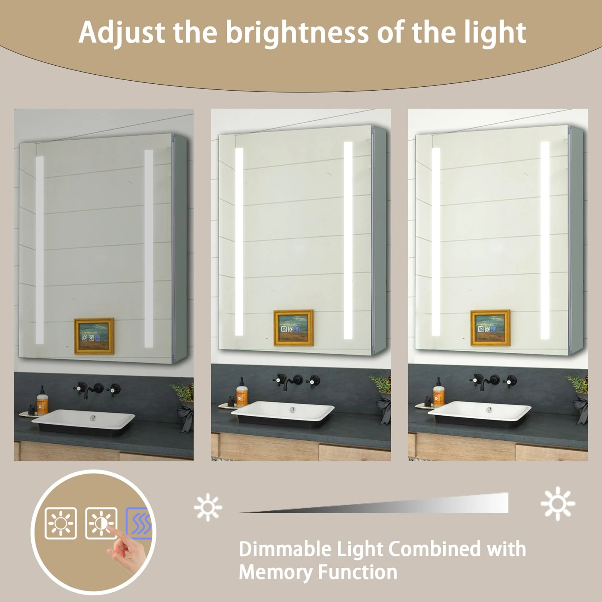 20''x26'' Recessed or Surface Mounted Anti-Fog LED Lighted Bathroom Medicine Cabinet with Mirror