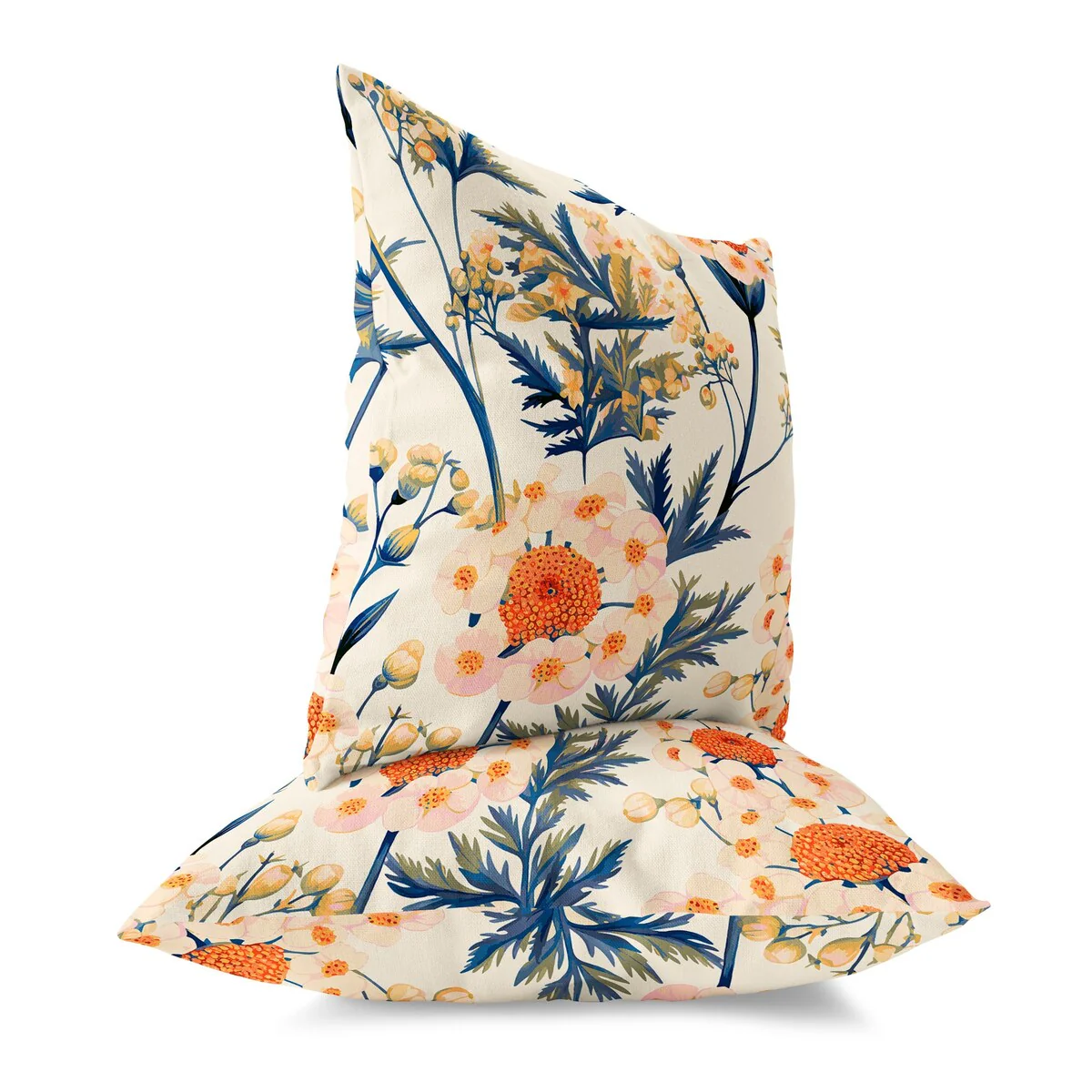 Blue And Orange Millefolium Harmony Indoor/Outdoor Throw Pillow Zipper