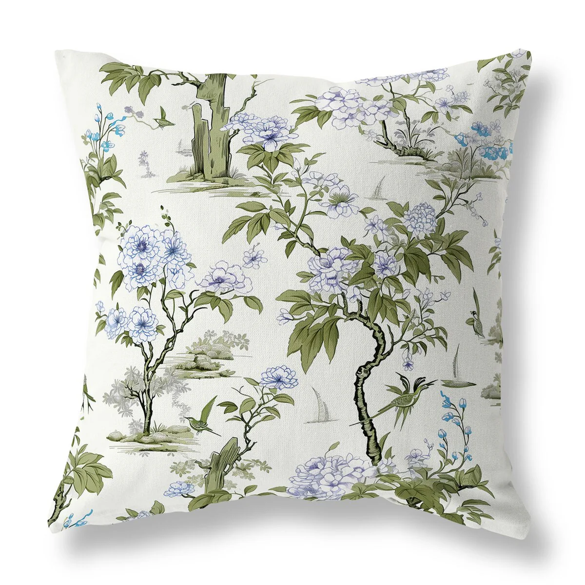 Green And Blue Open Air Orchid Indoor/Outdoor Throw Pillow Zipper
