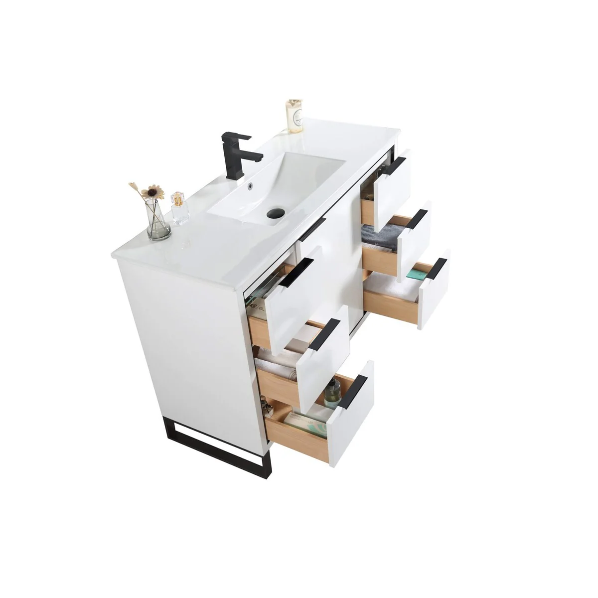 Fine Fixtures Opulence Collection Bathroom Vanity with White Ceramic Sink