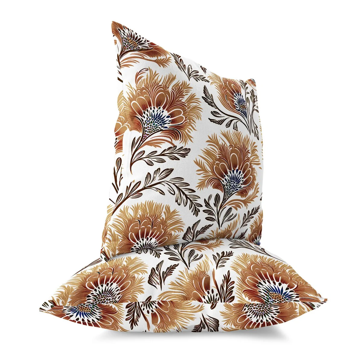 White And Brown Whimsical Wilds Indoor/Outdoor Throw Pillow Zipper