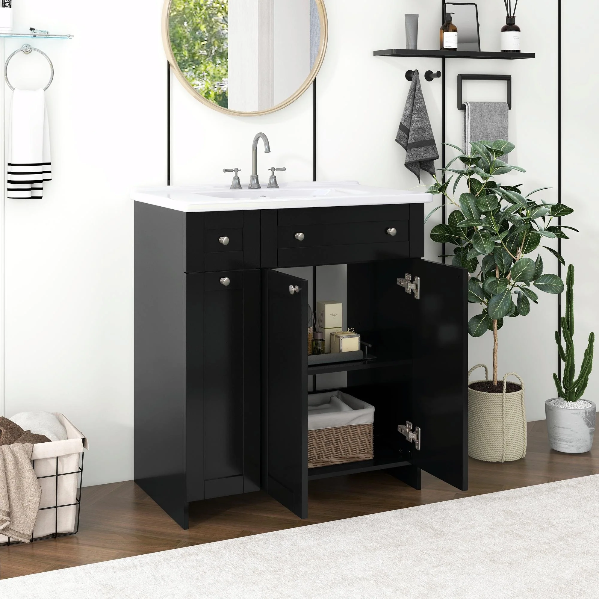 30-Inch Bathroom Vanity with Ceramic Sink Combo