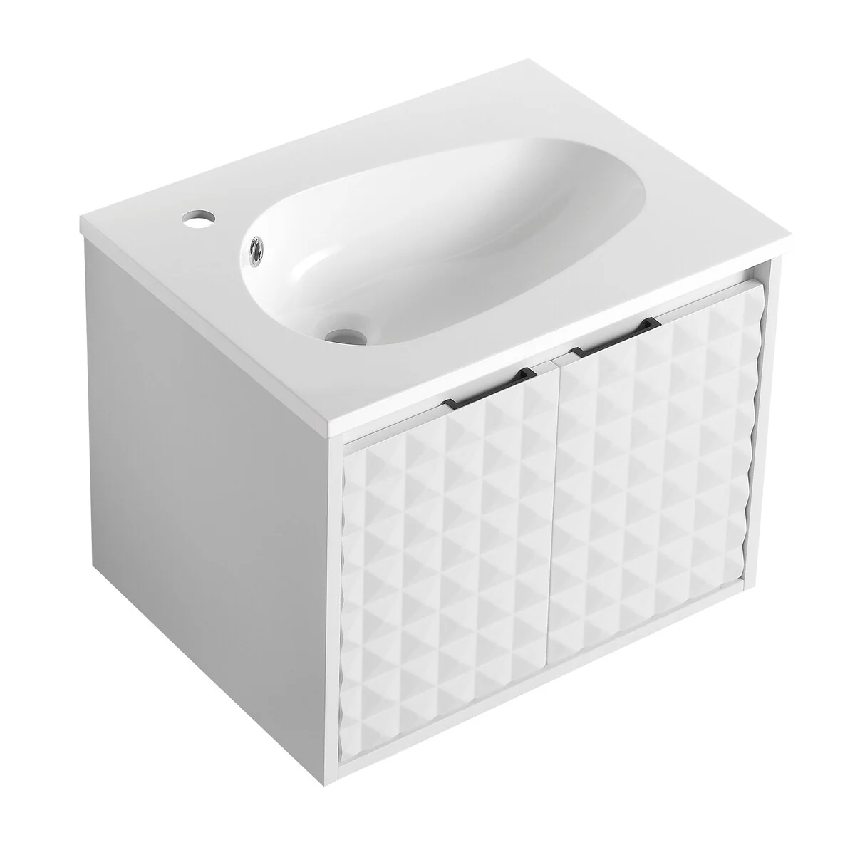 24/ 48 inch Wall Mounted Bathroom Vanity Set in White with Integrated Resin Sink