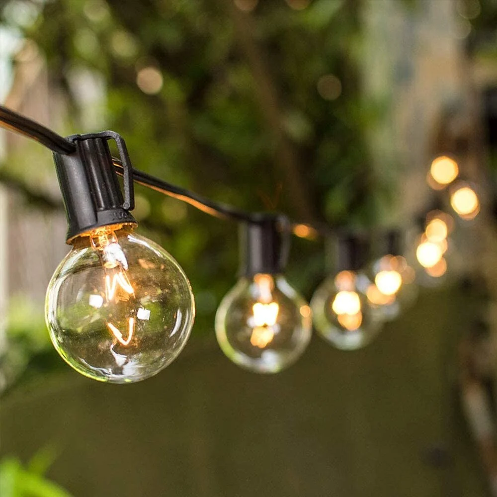 Outdoor String Lights 25Ft Globe Patio Lighting - Yellow