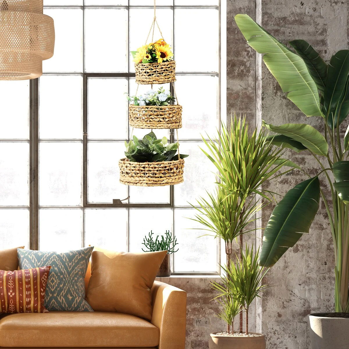 Natural Wicker Wove Hanging Vegetable Fruit Basket