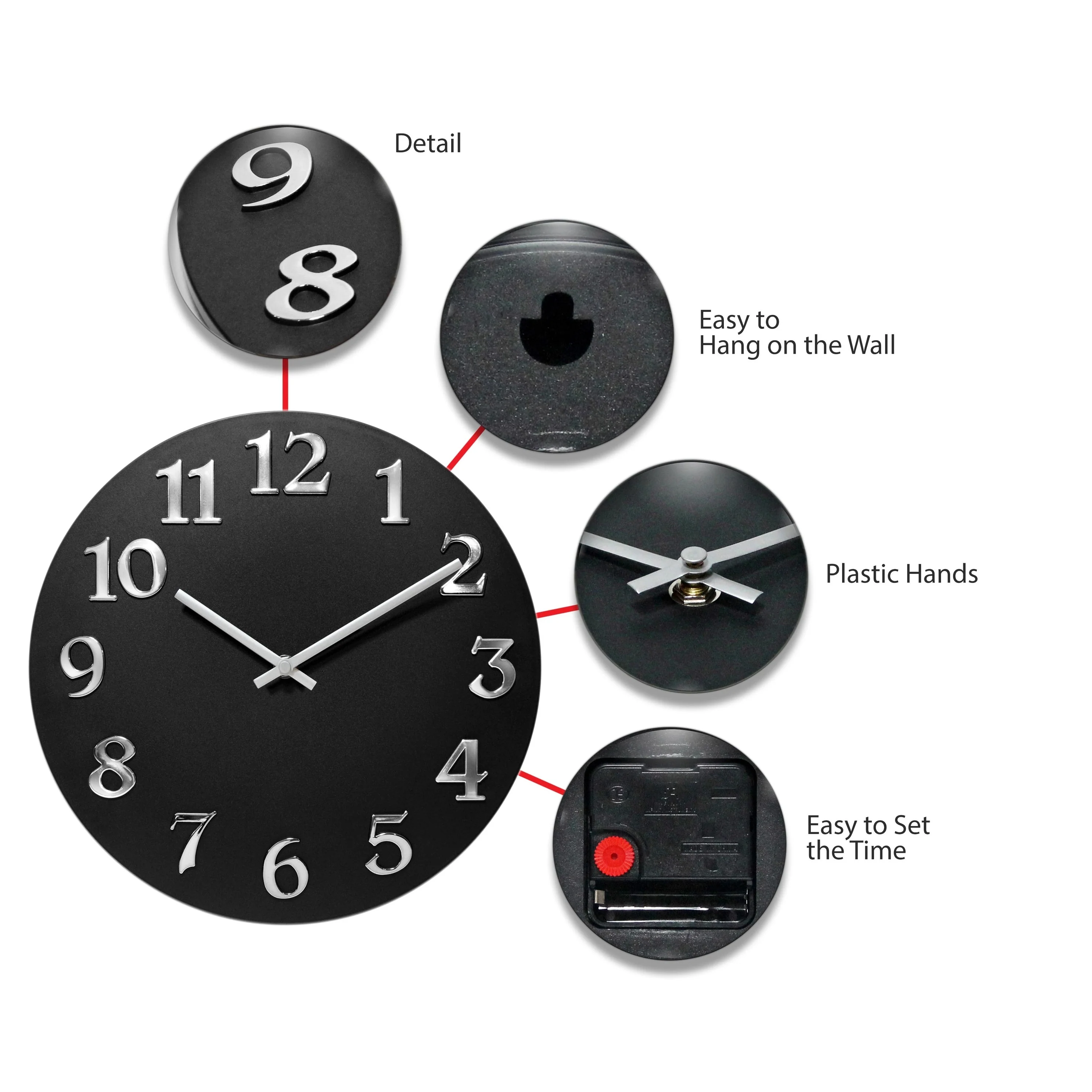 Infinity Instruments Vogue 12-inch Round Wall Clock - 12 x 1.25 x 12