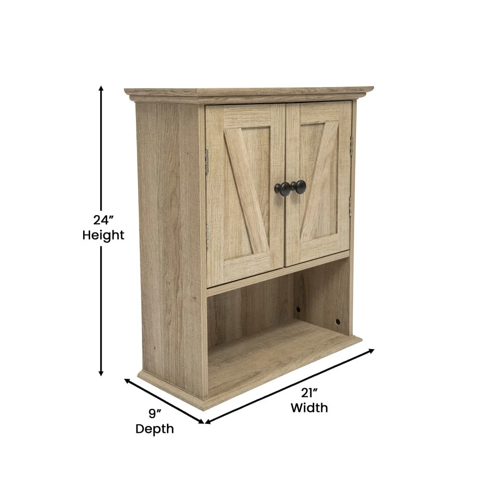 Farmhouse Wall Mount Medicine Cabinet with Adjustable Shelf and Dual Doors