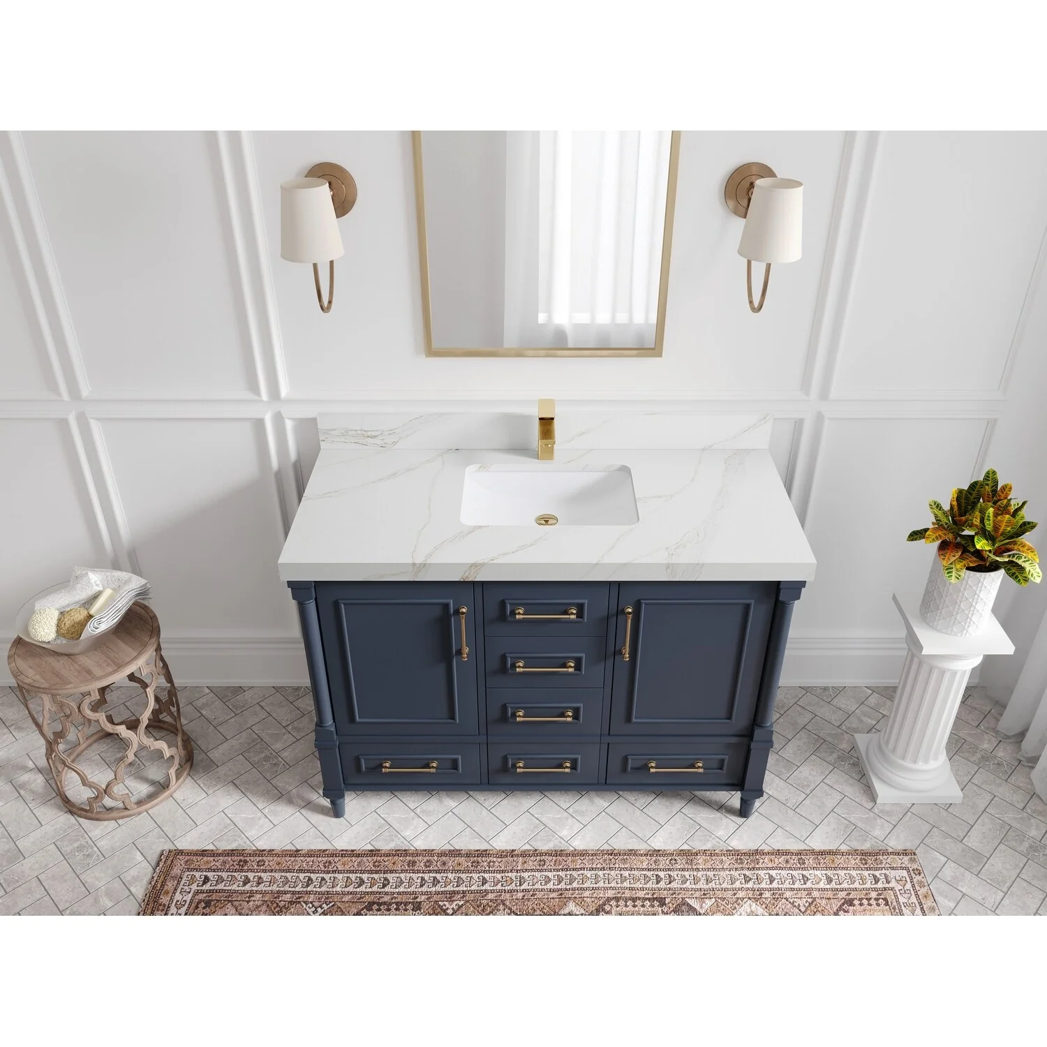 Willow Collections 48 in. W x 22 in. D Aberdeen Single Bowl Sink Bathroom Vanity with Countertop